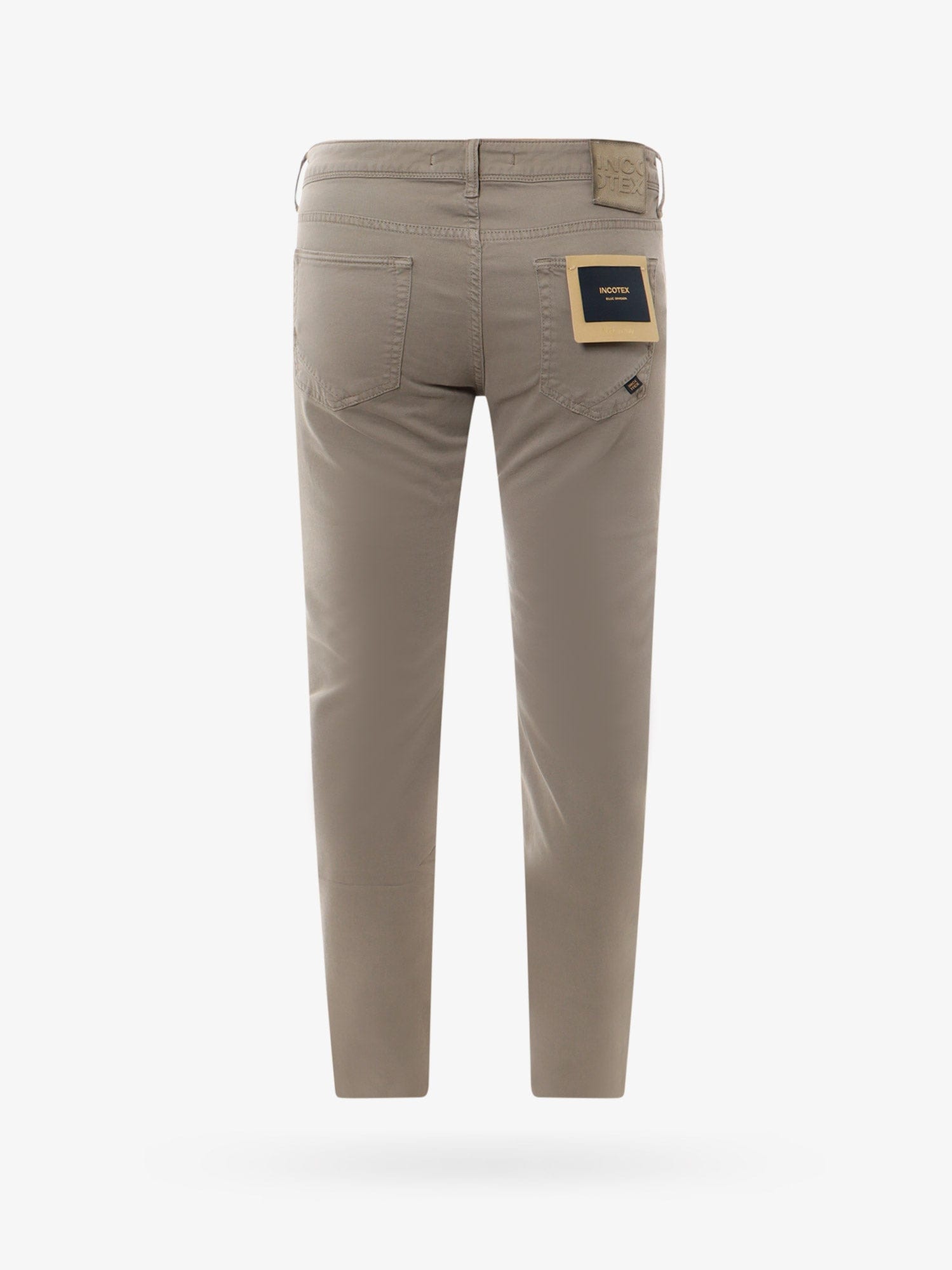 Incotex Stretch Cotton Trouser With Back Suede Logo Patch In Grey