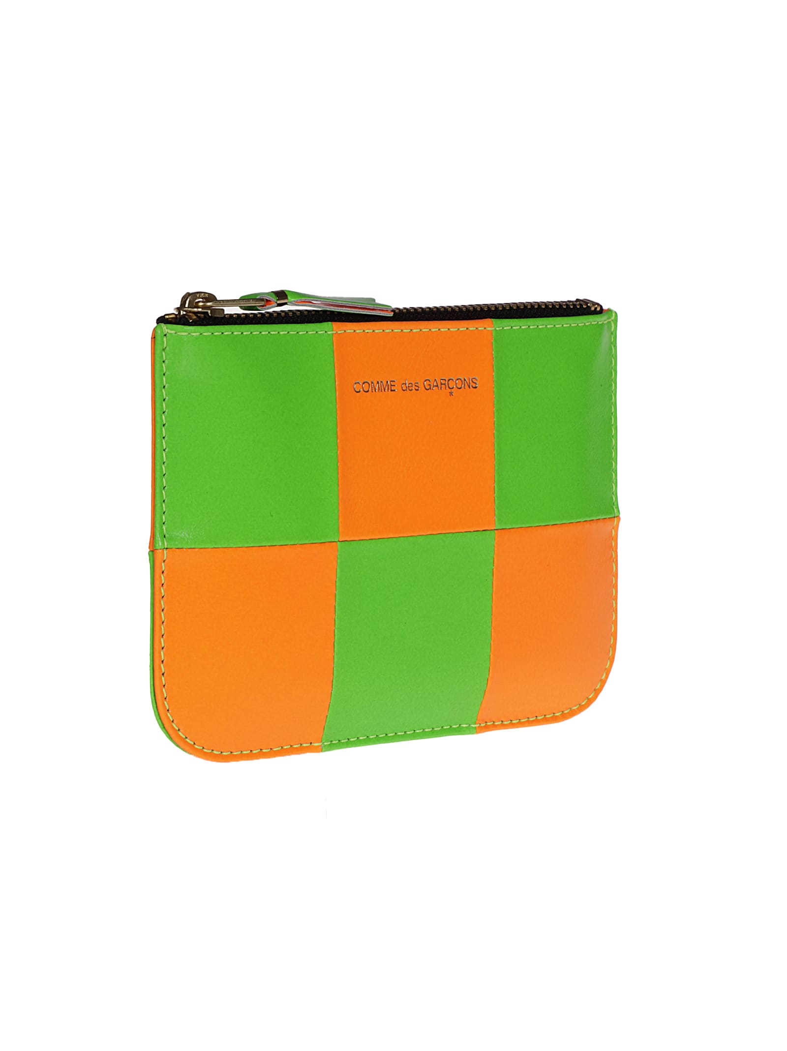 Shop Comme Des Garçons Wallet Fluo Squares In Greenorange