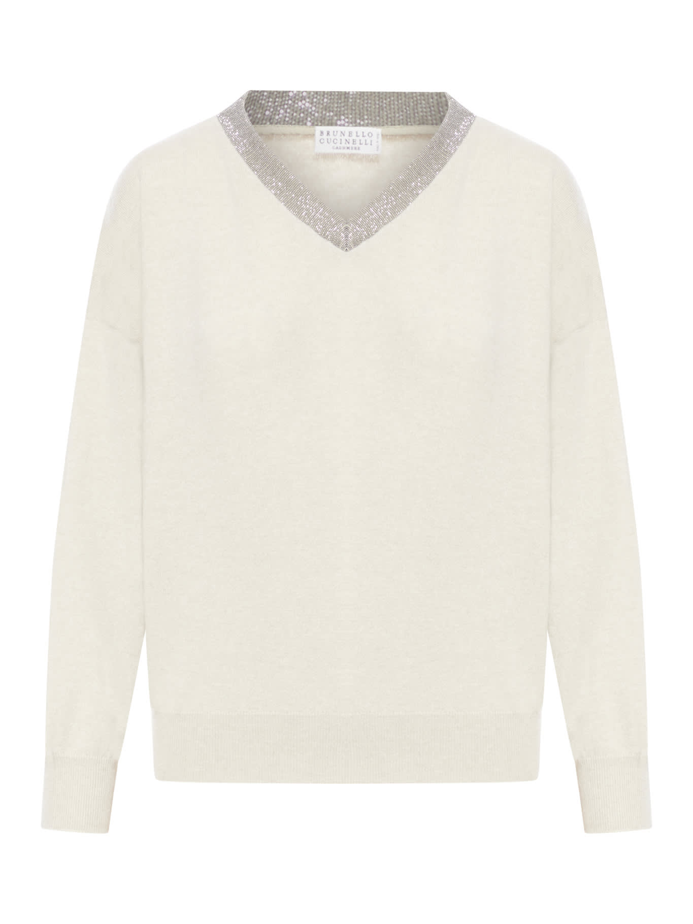 Shop Brunello Cucinelli Scollo V M/l In Feather