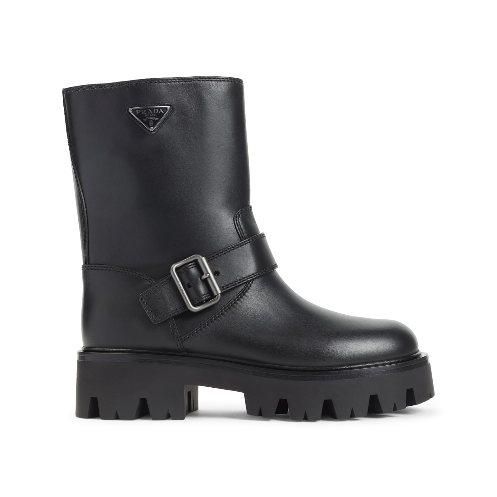 Prada Black Leather Sneaker In Black