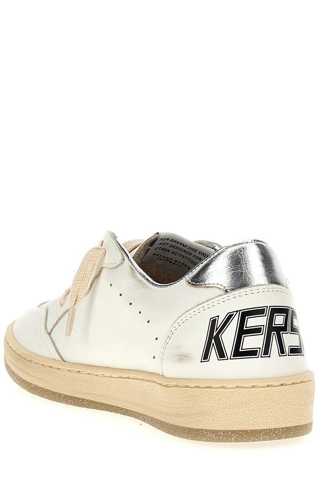 Shop Golden Goose Kids Ball Star-patch Lace-up Sneakers In White/pink/light Blue
