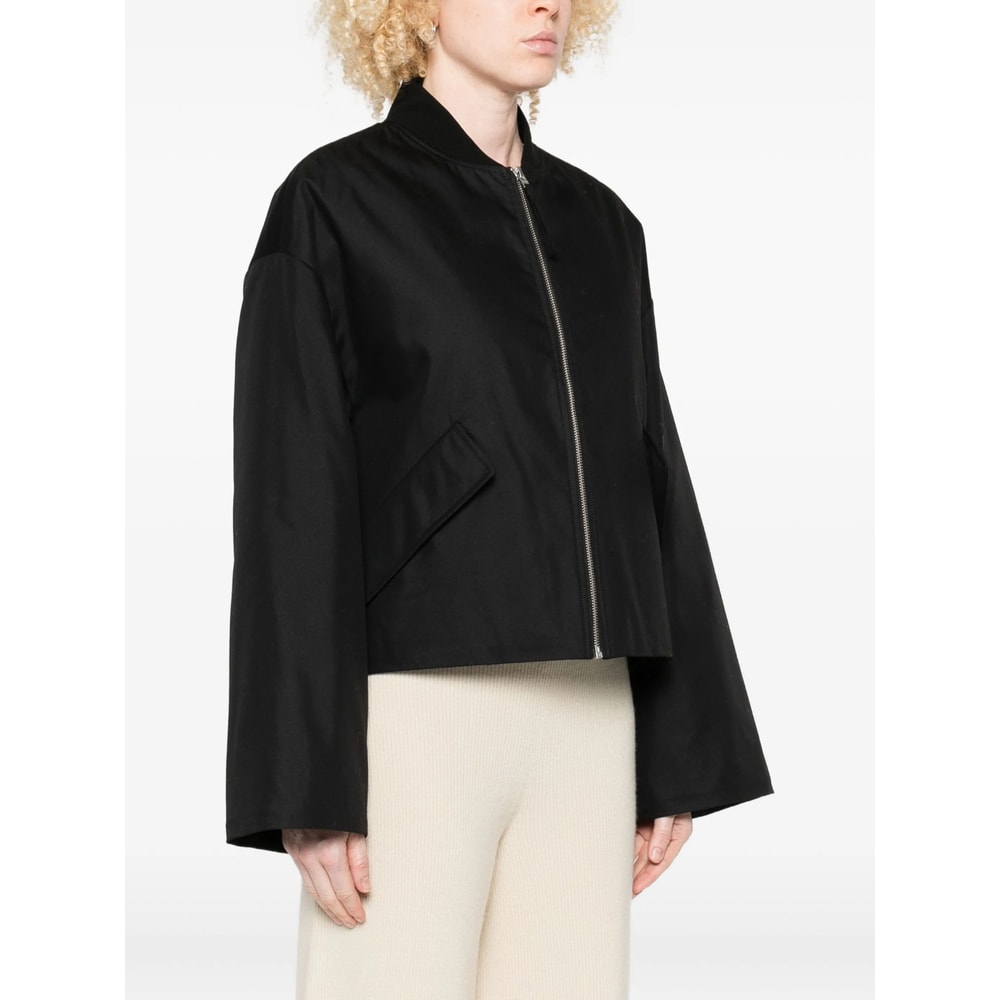 Closed Black Zip-front Flap-pocket Jacket In Black