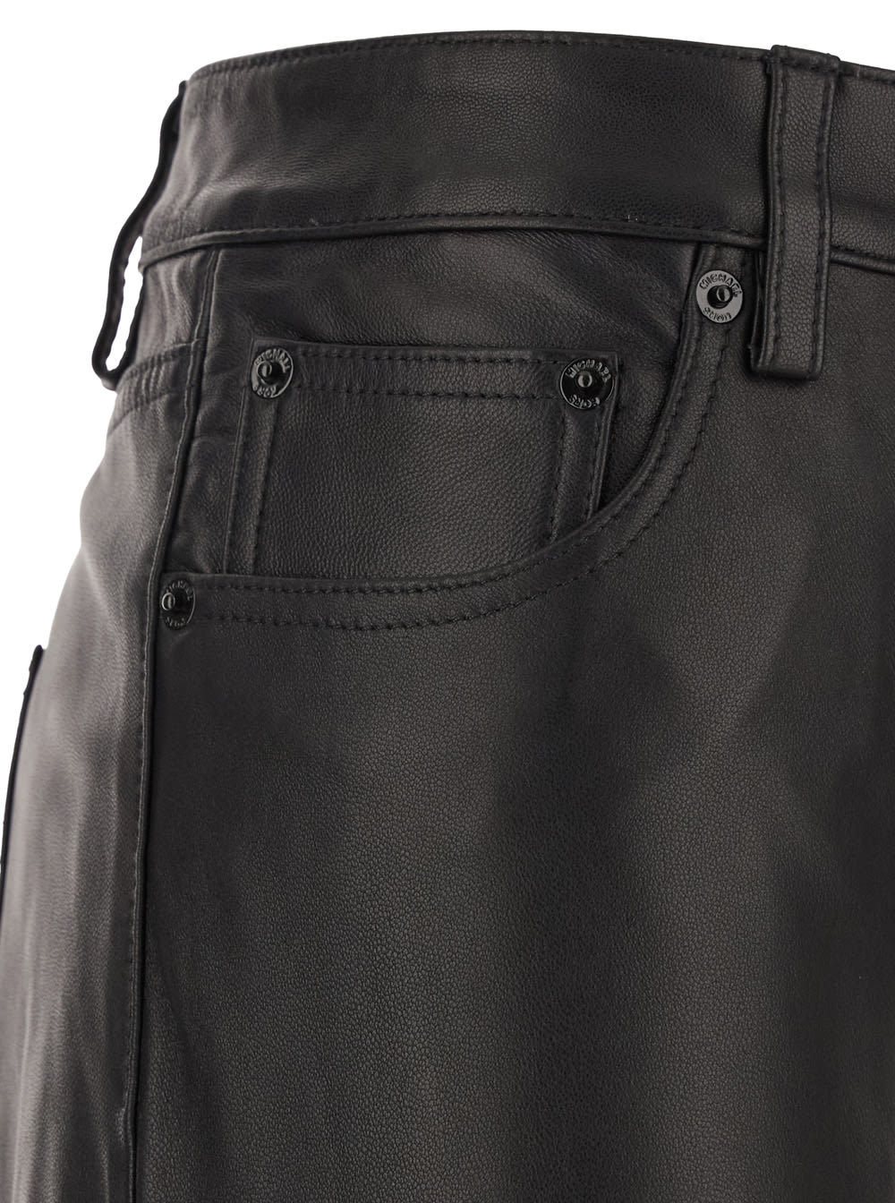 Michael Michael Kors Black Pants With Belt Loops In Leather Woman In Black