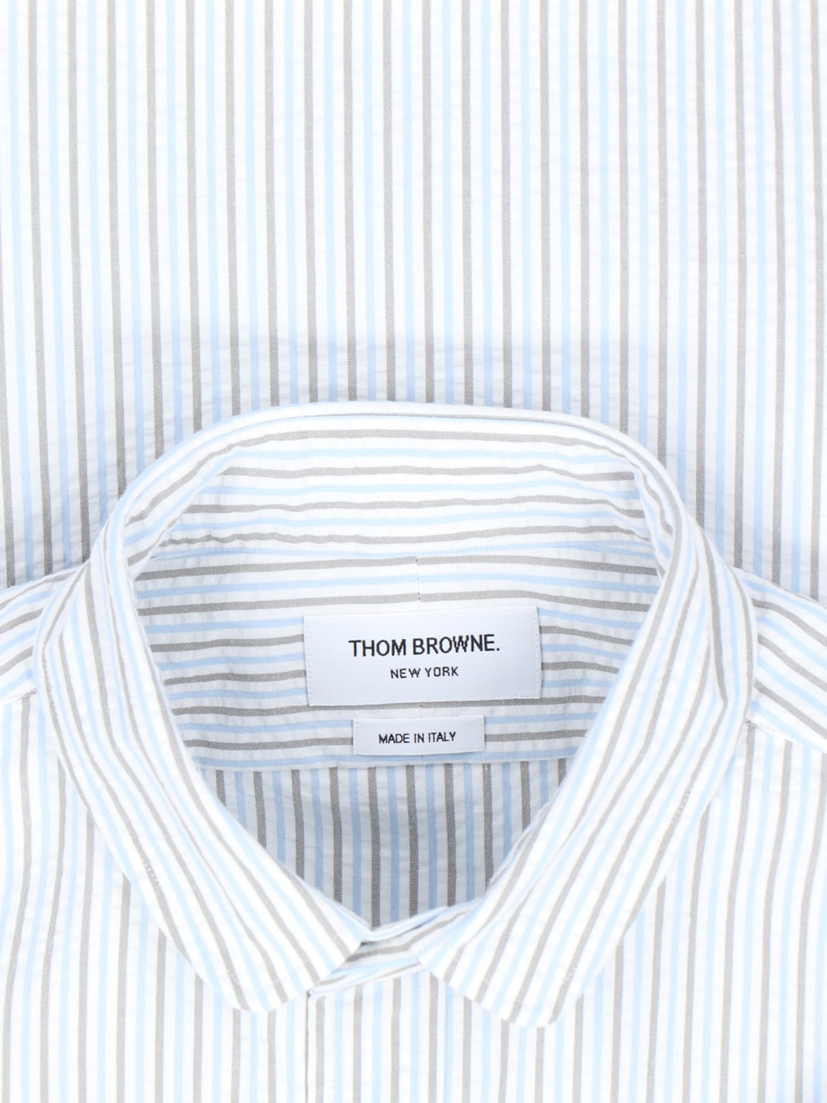 Shop Thom Browne Striped Shirt In Light Blue