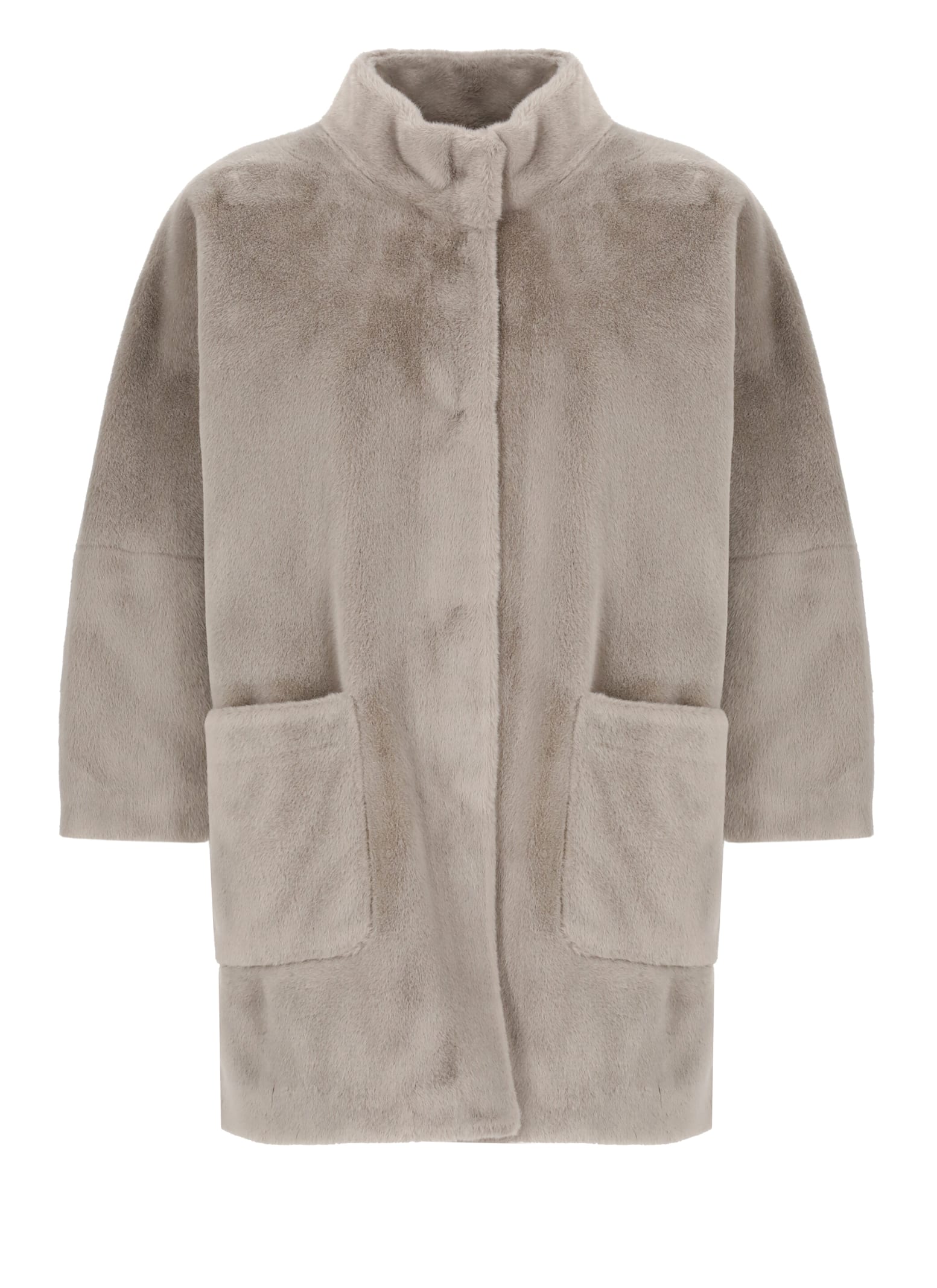 Shop Betta Corradi Synthetic Fur Coat In Grey