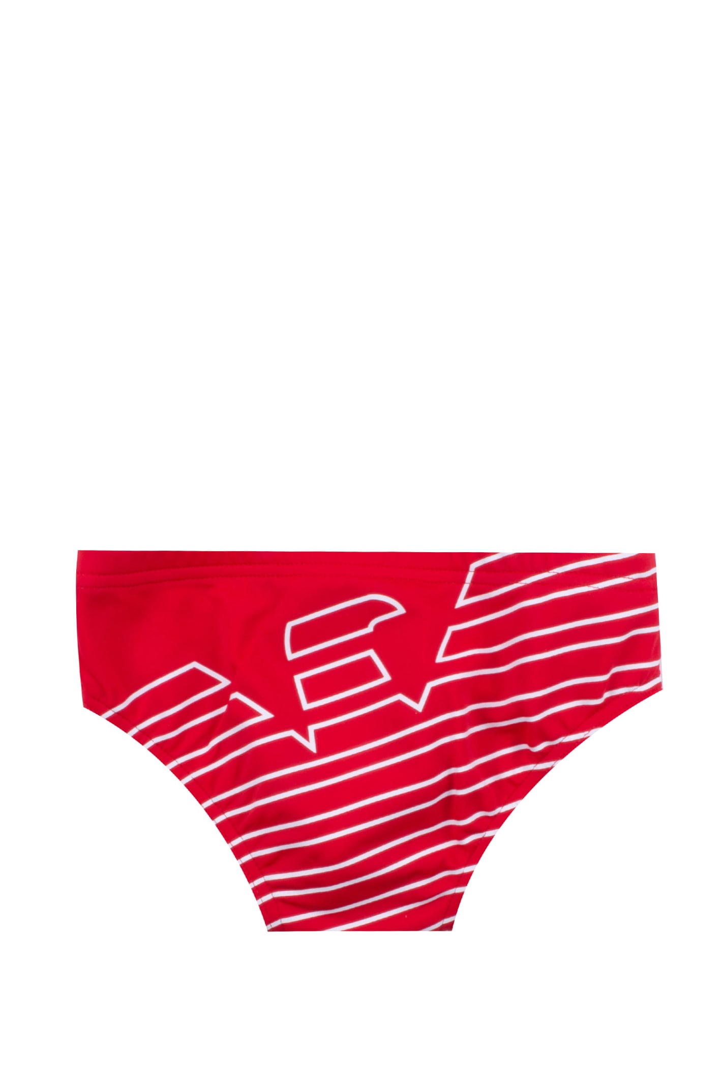 Shop Emporio Armani Slip Swimsuit With Maxi Logo In Red