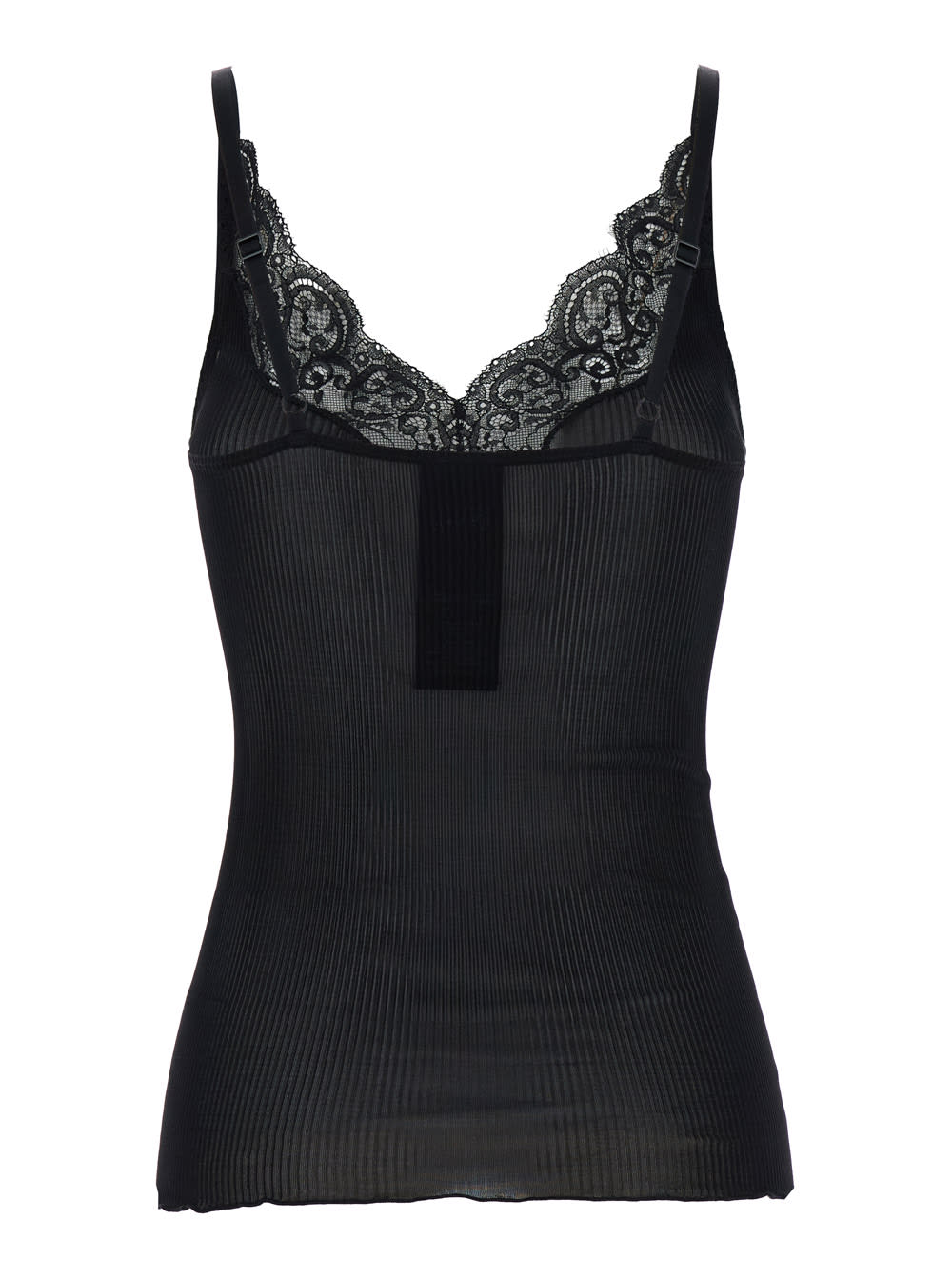 Shop Saint Laurent Black Top With Lace Detail On The Neck In Jersey Woman