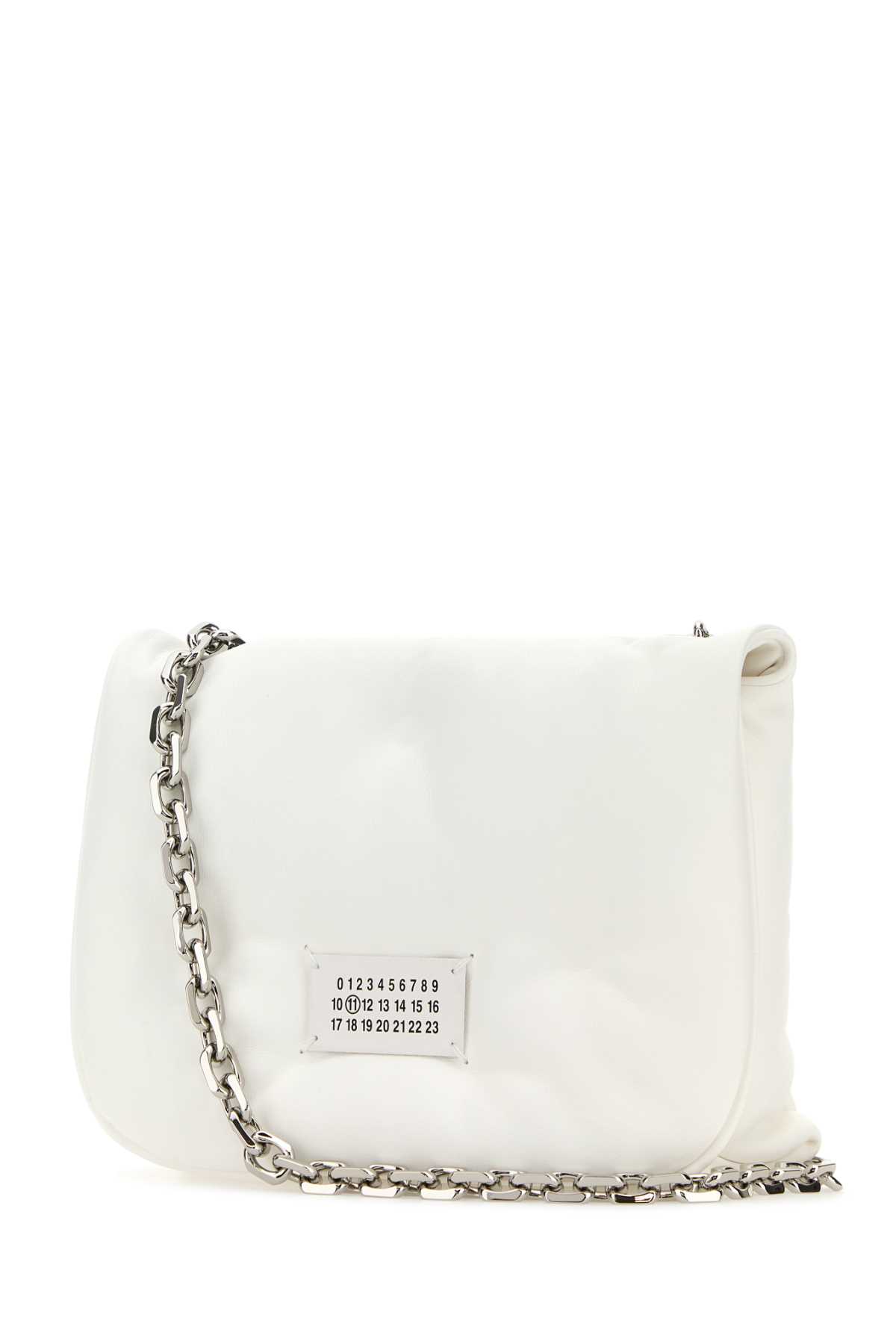 Shop Maison Margiela White Nappa Leather Small Glam Slam Flap Crossbody Bag