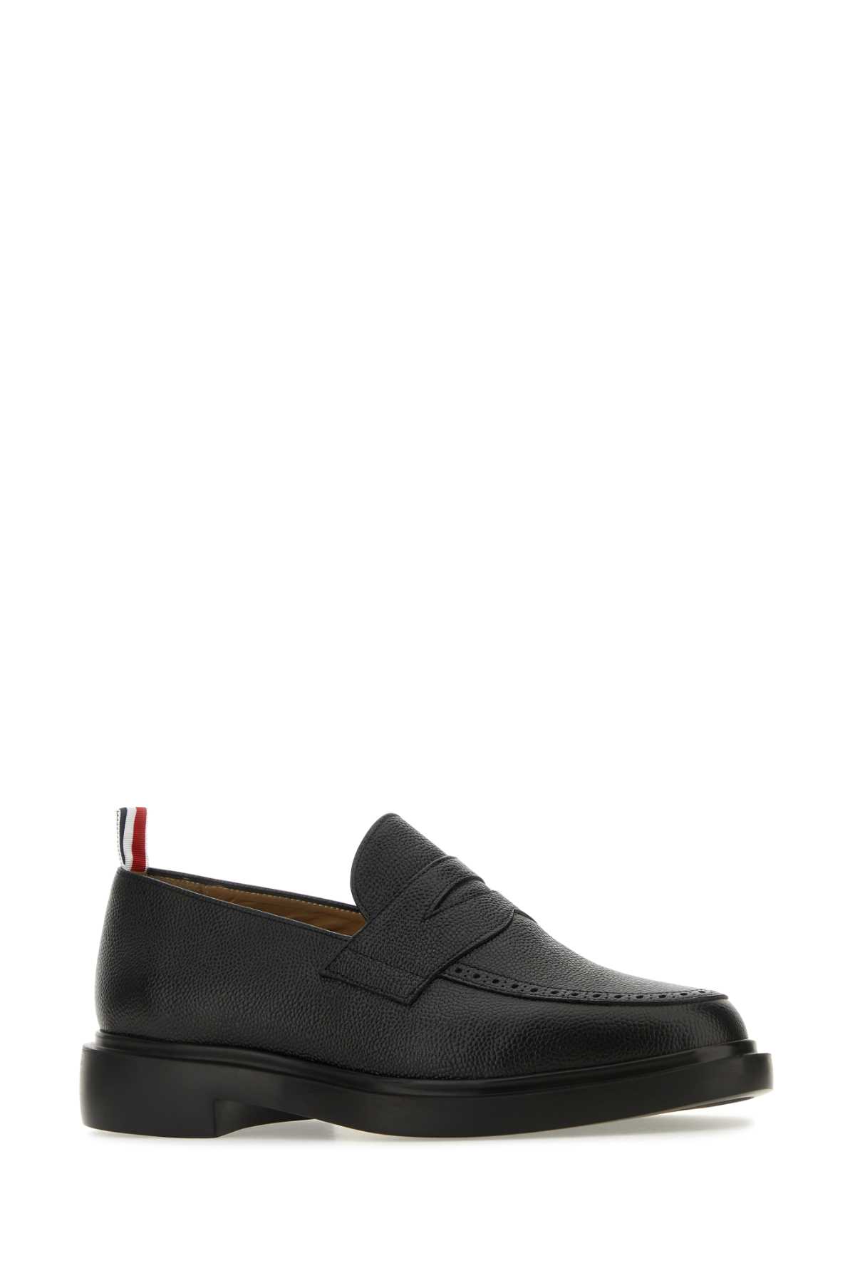 Shop Thom Browne Black Leather Loafers In 001