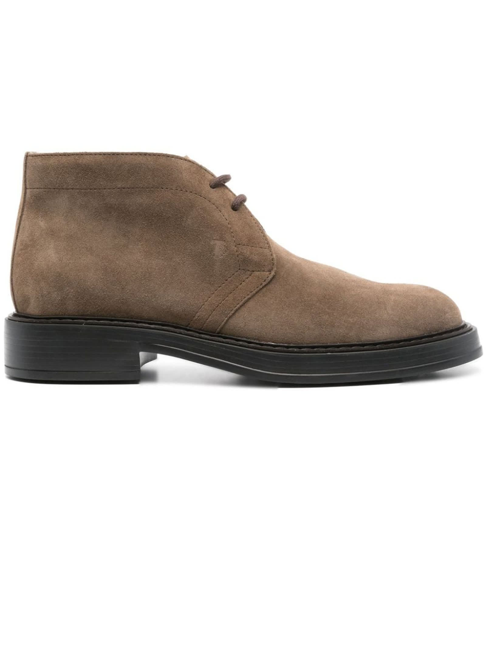 Shop Tod's Desert Boots In Brown Suede