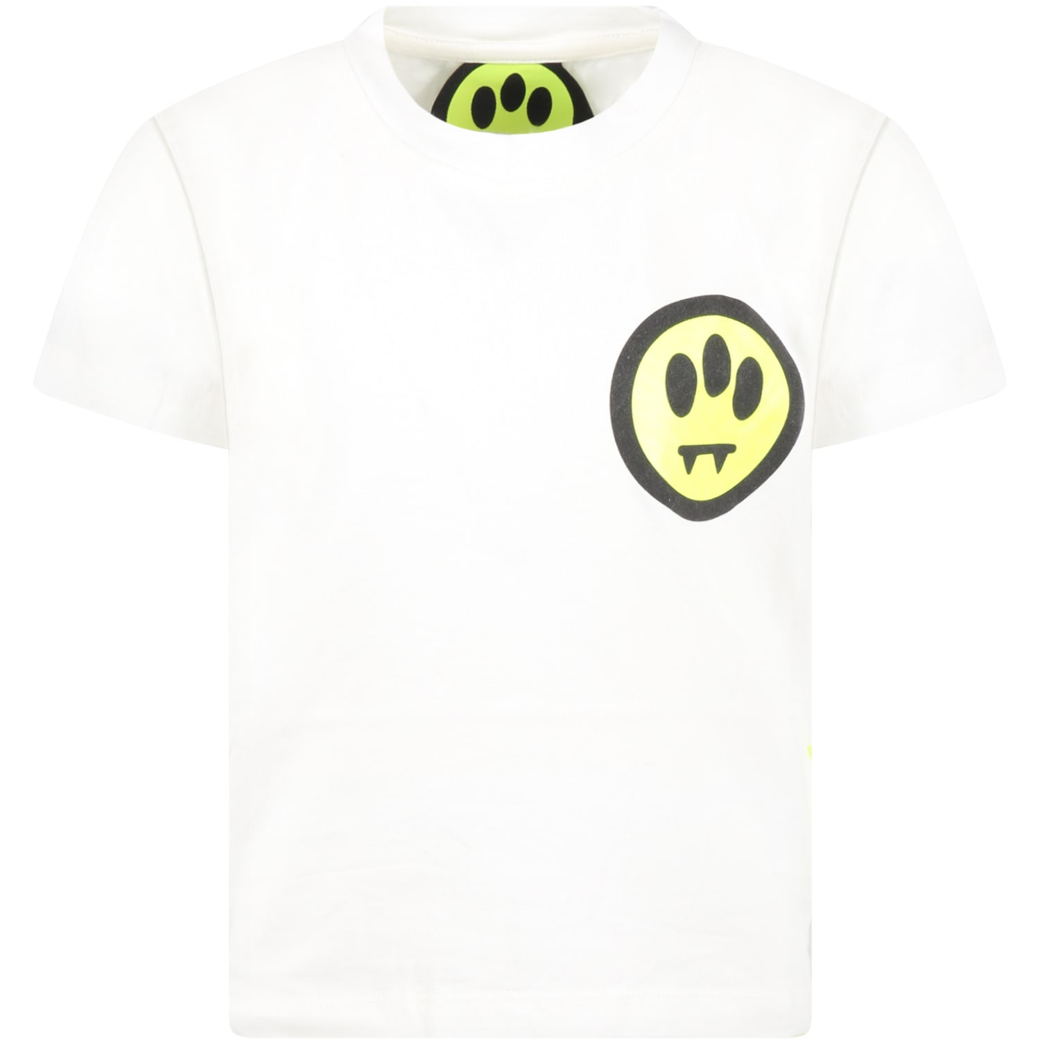 Barrow White T-shirt For Kids With Logo In Bianco