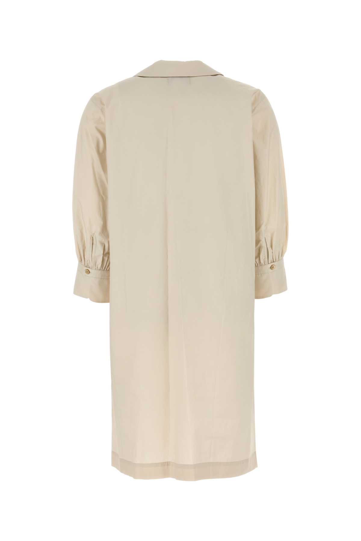 Woolrich Collared Knee-length Poplin Dress V-neckline In Beige