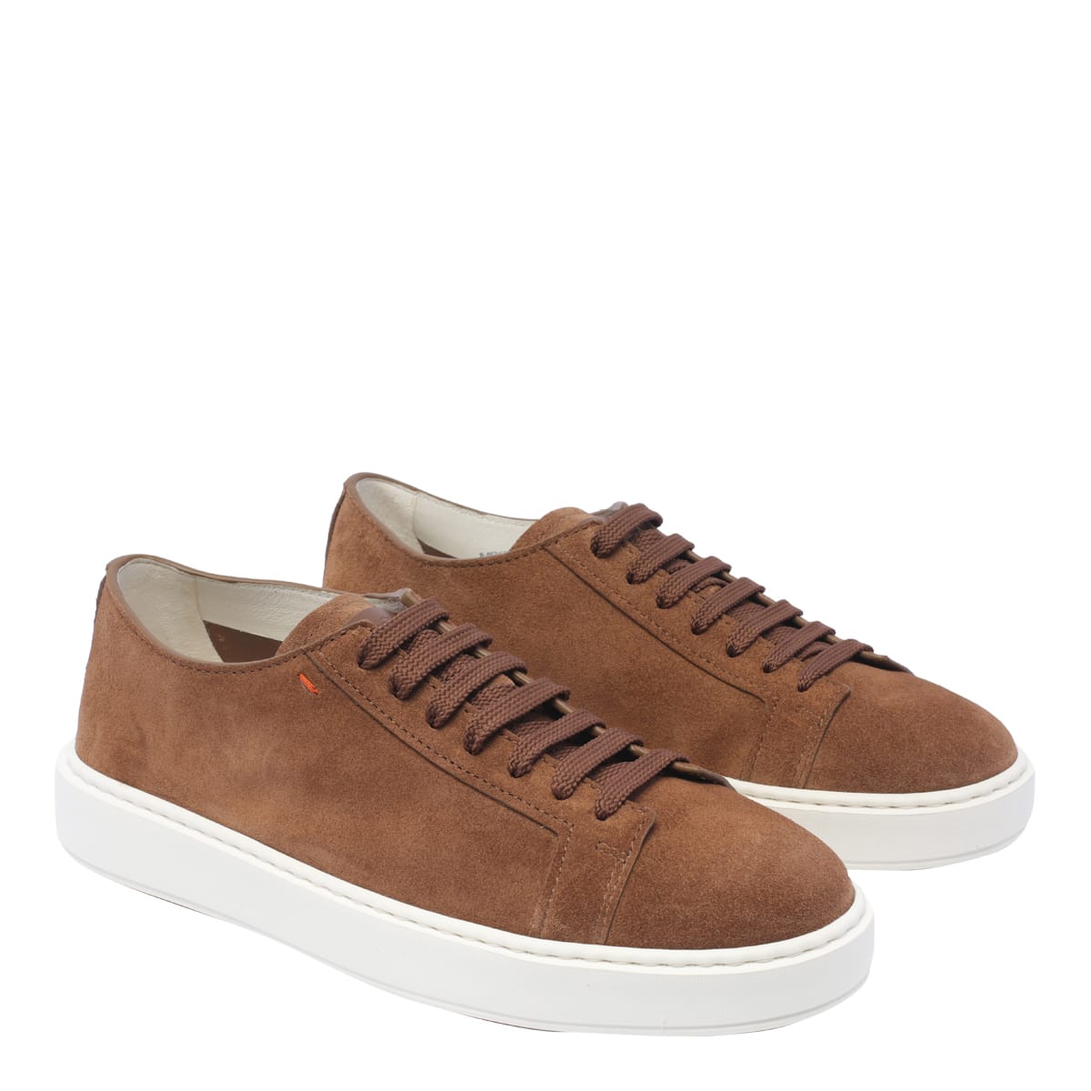 Shop Santoni Suede Sneakers In Brown