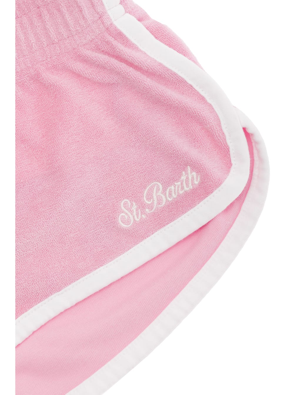 Shop Mc2 Saint Barth Pink Shorts With Logo Lettering Embroidery In Cotton Blend Girl