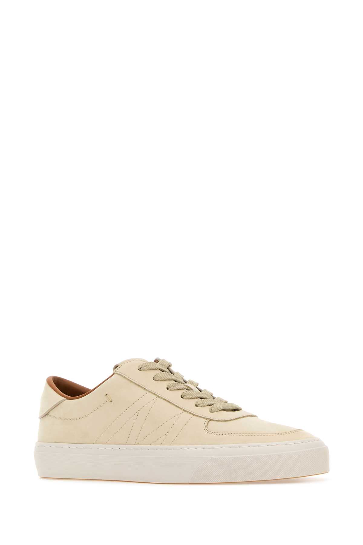 Shop Moncler Sand Leather Monclub Sneakers In 20f