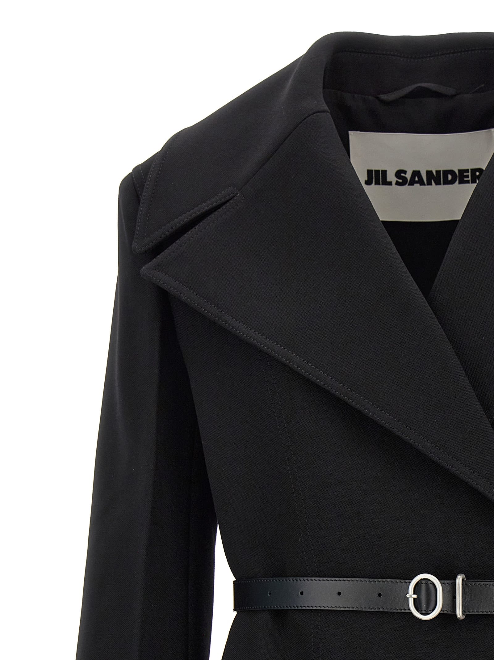 Shop Jil Sander Double-breasted Coat In Black