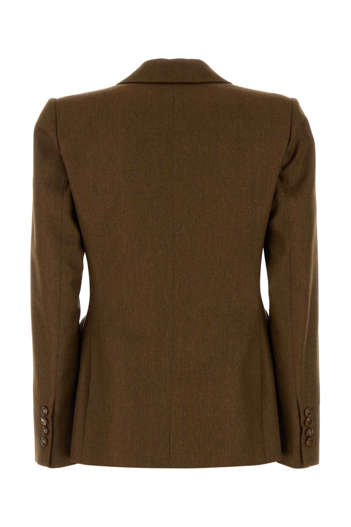 Blazé Milano Linen Blazer Featuring Structured Shoulders In Chocolate