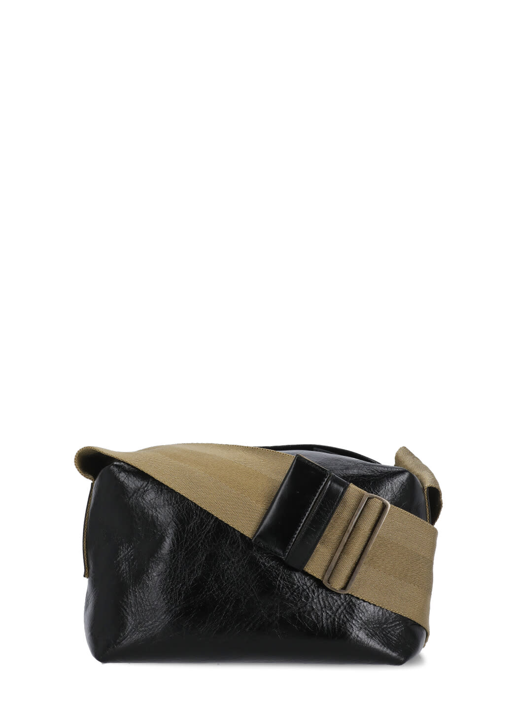 Uma Wang Textured Leather Shoulder Bag With Adjustable Strap In Black