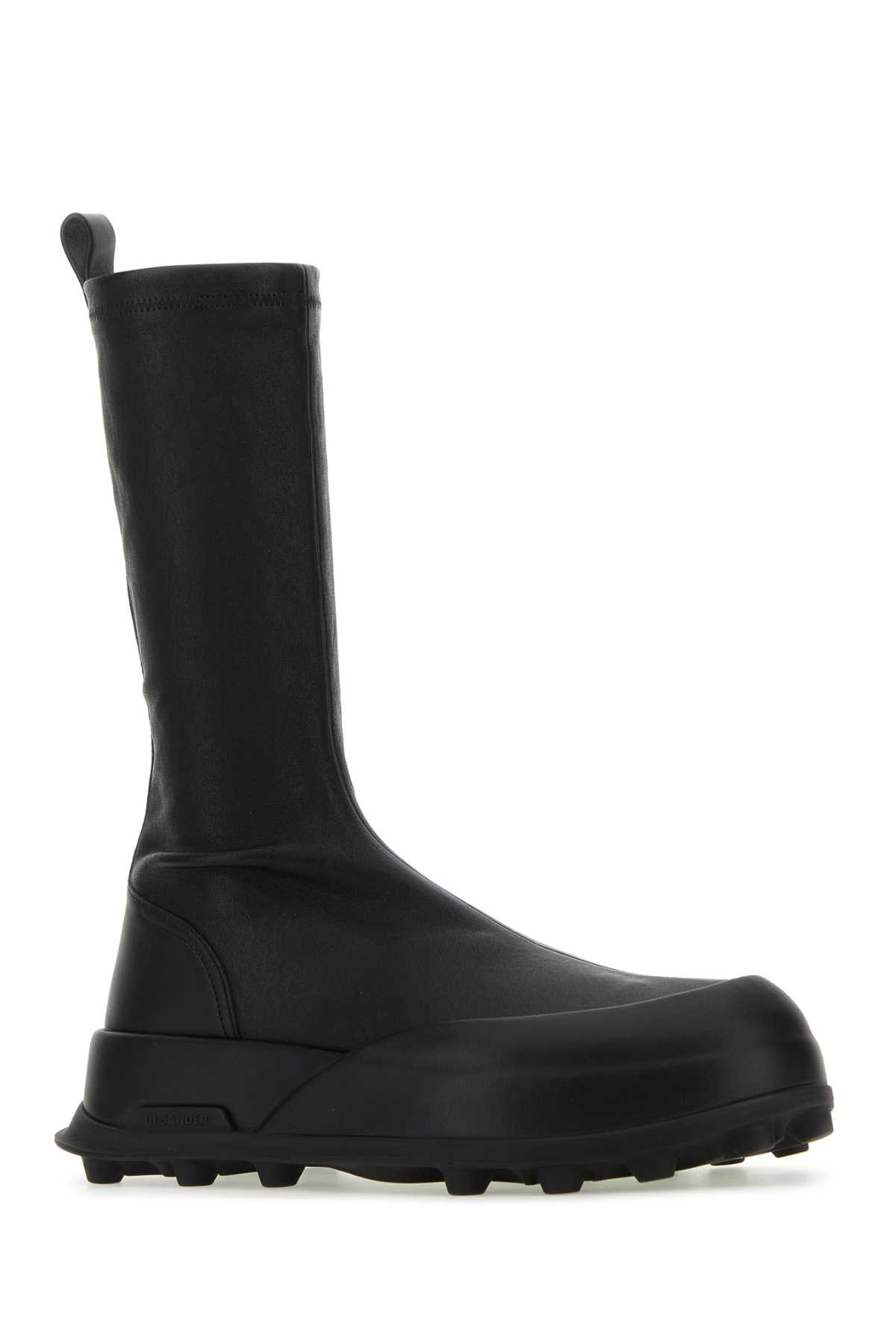 Shop Jil Sander Black Leather Ankle Boots In 001
