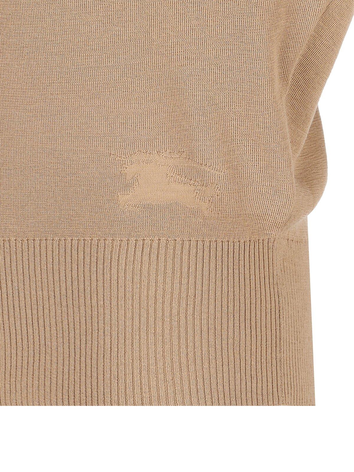 Shop Burberry Ekd-motif Turtleneck Knitted Jumper In Flax