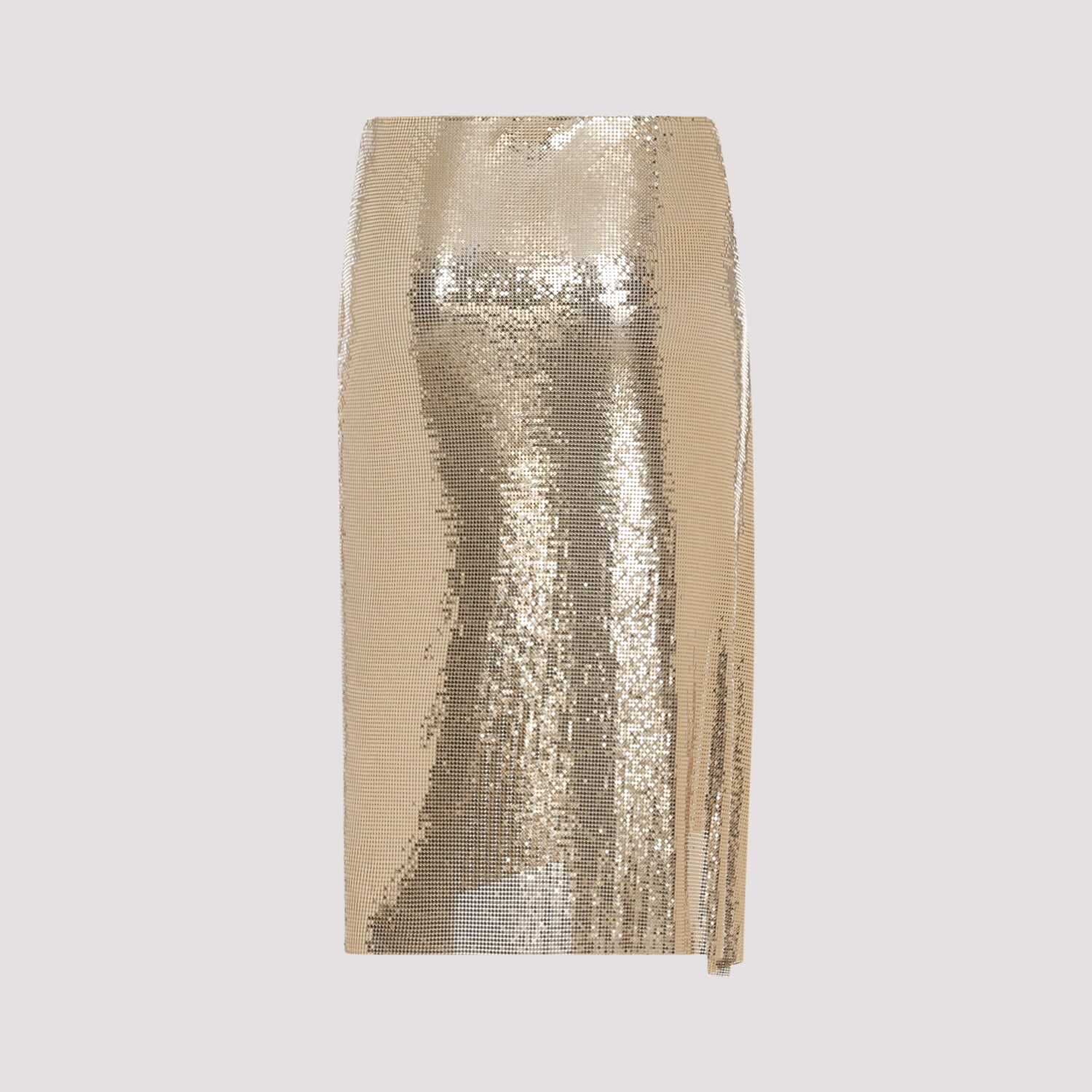 Shop Rabanne Knee Skirt In Gold