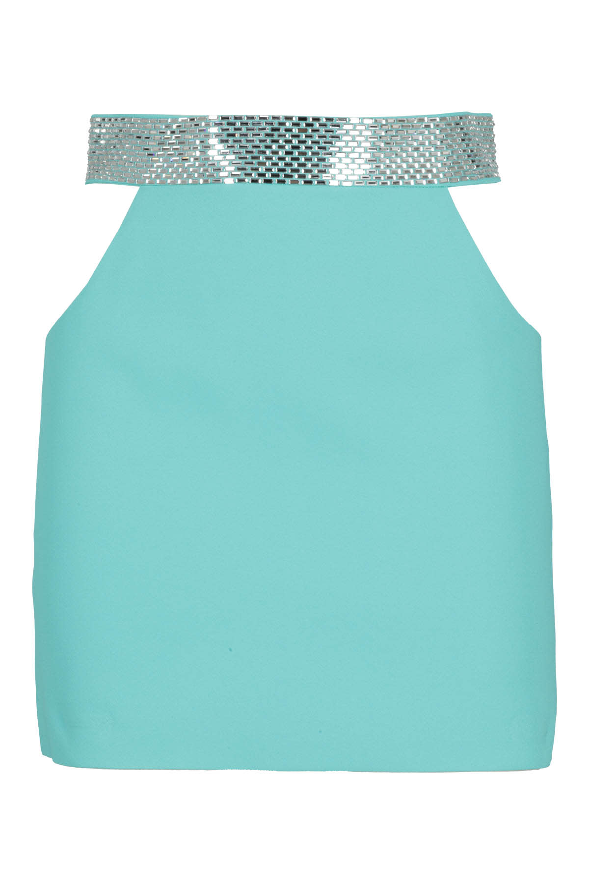 Giuseppe Di Morabito Blue Cady Envers Satin Mini Skirt In Blue Zircon