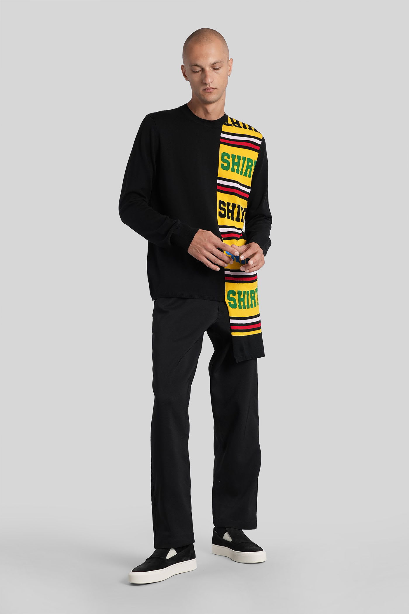 Comme Des Garçons Shirt Intarsia Sweater Sweaters And Cardigans Black In Black