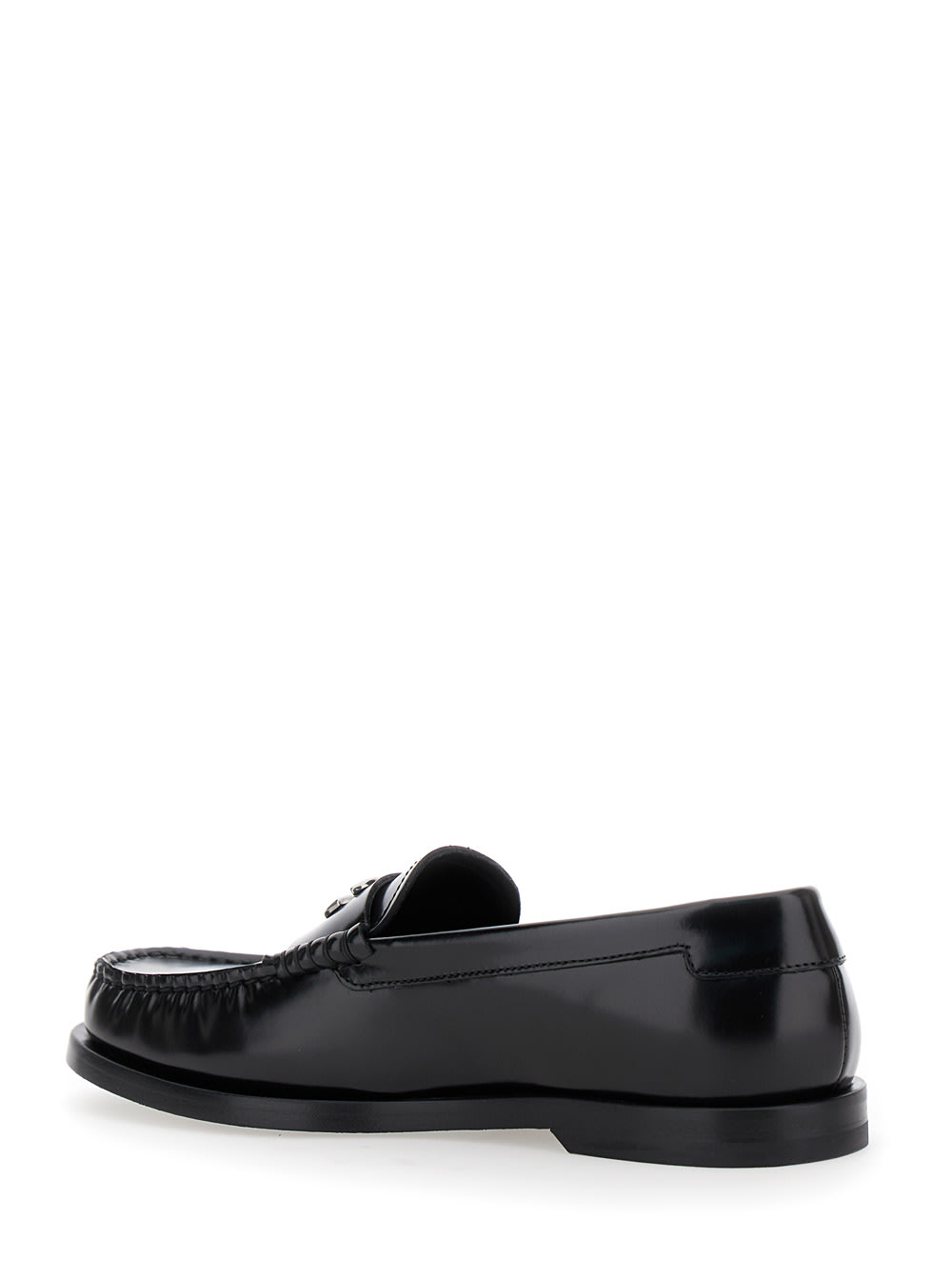 Dolce & Gabbana Dg Medallion Leather Classic Loafers In Black