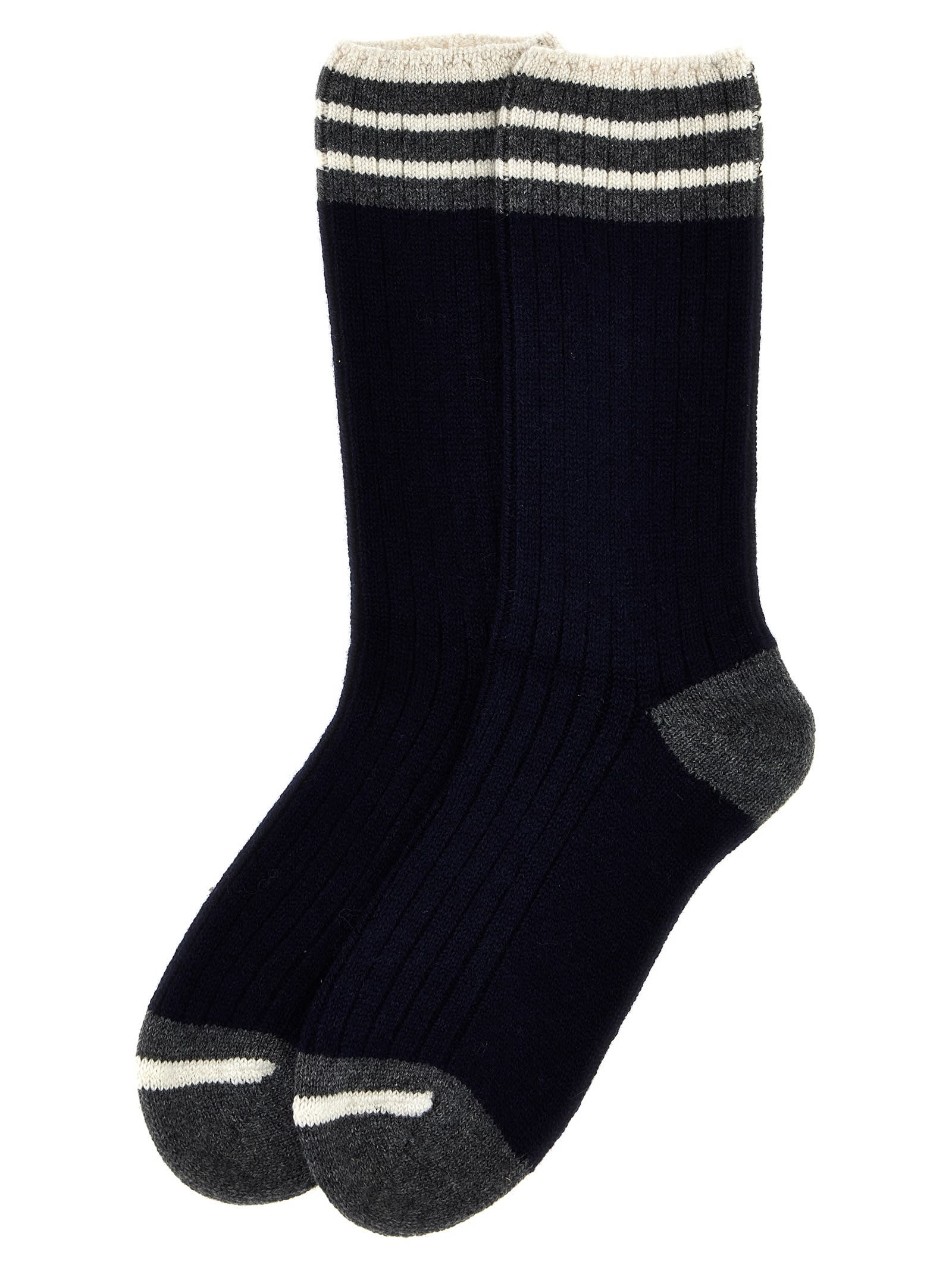 Shop Brunello Cucinelli Ribbed Socks In Multicolor