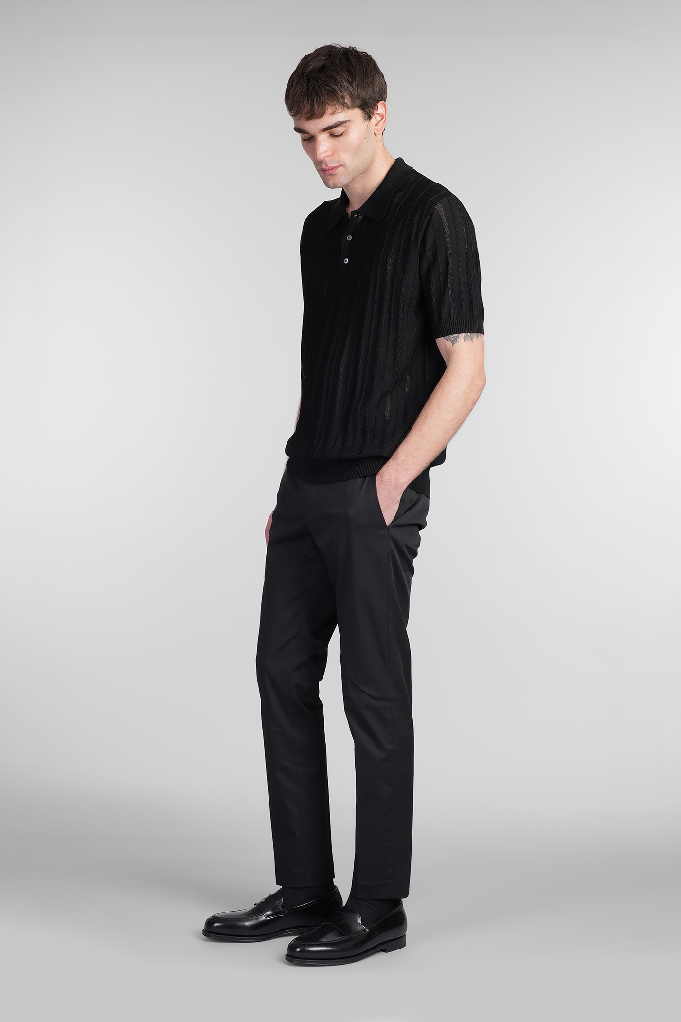 Pt Torino Sd75 Pants In Blue Cotton In Black