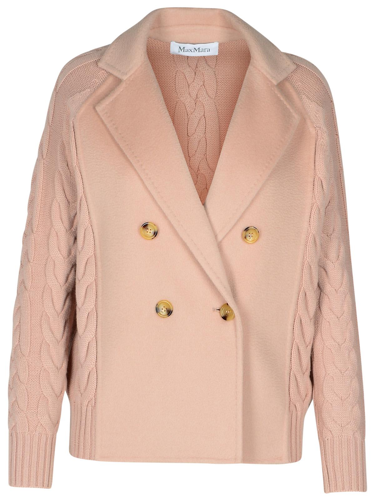 Shop Max Mara Micio Pink Wool Blend Cardigan