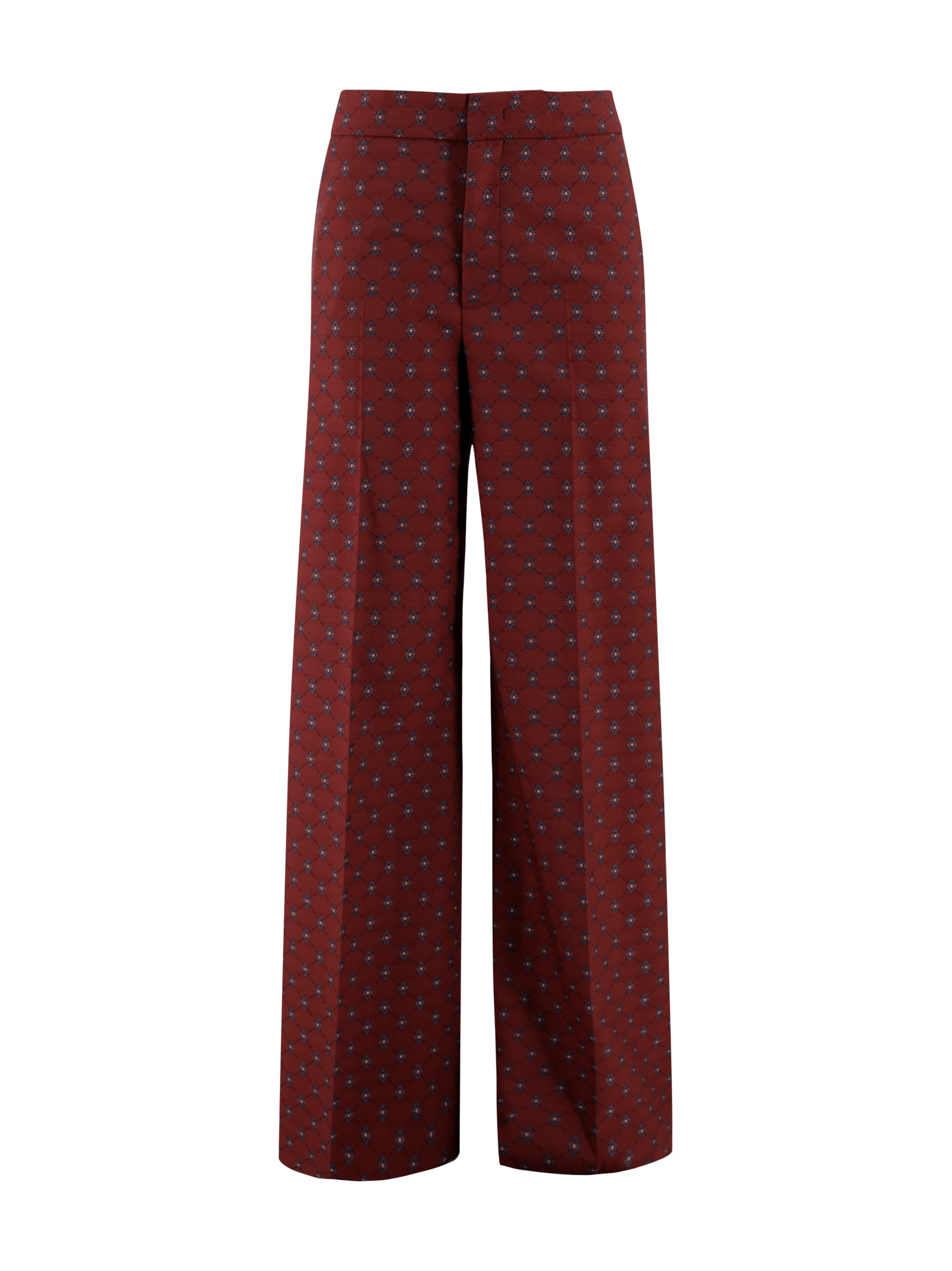 Printed Wide-leg Trousers With A Tie