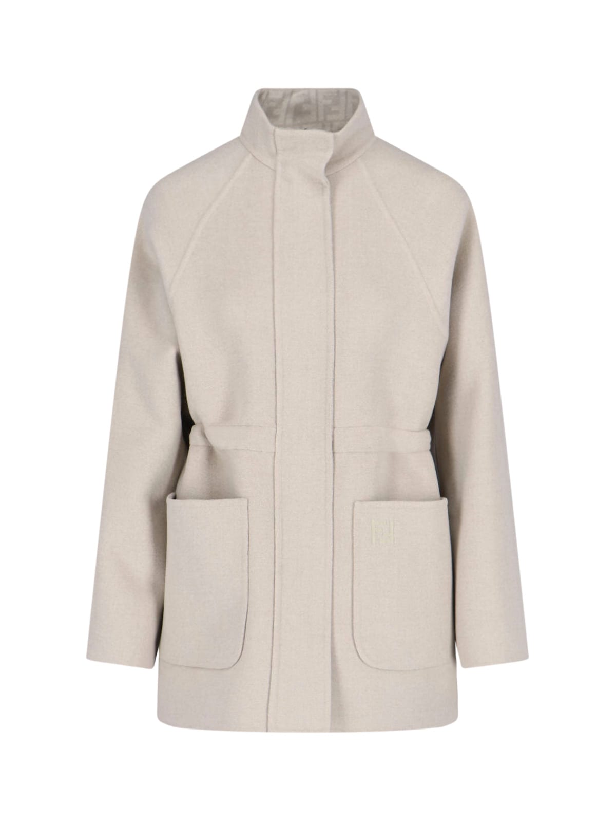 Fendi High Neck Blouson Jacket In Gray
