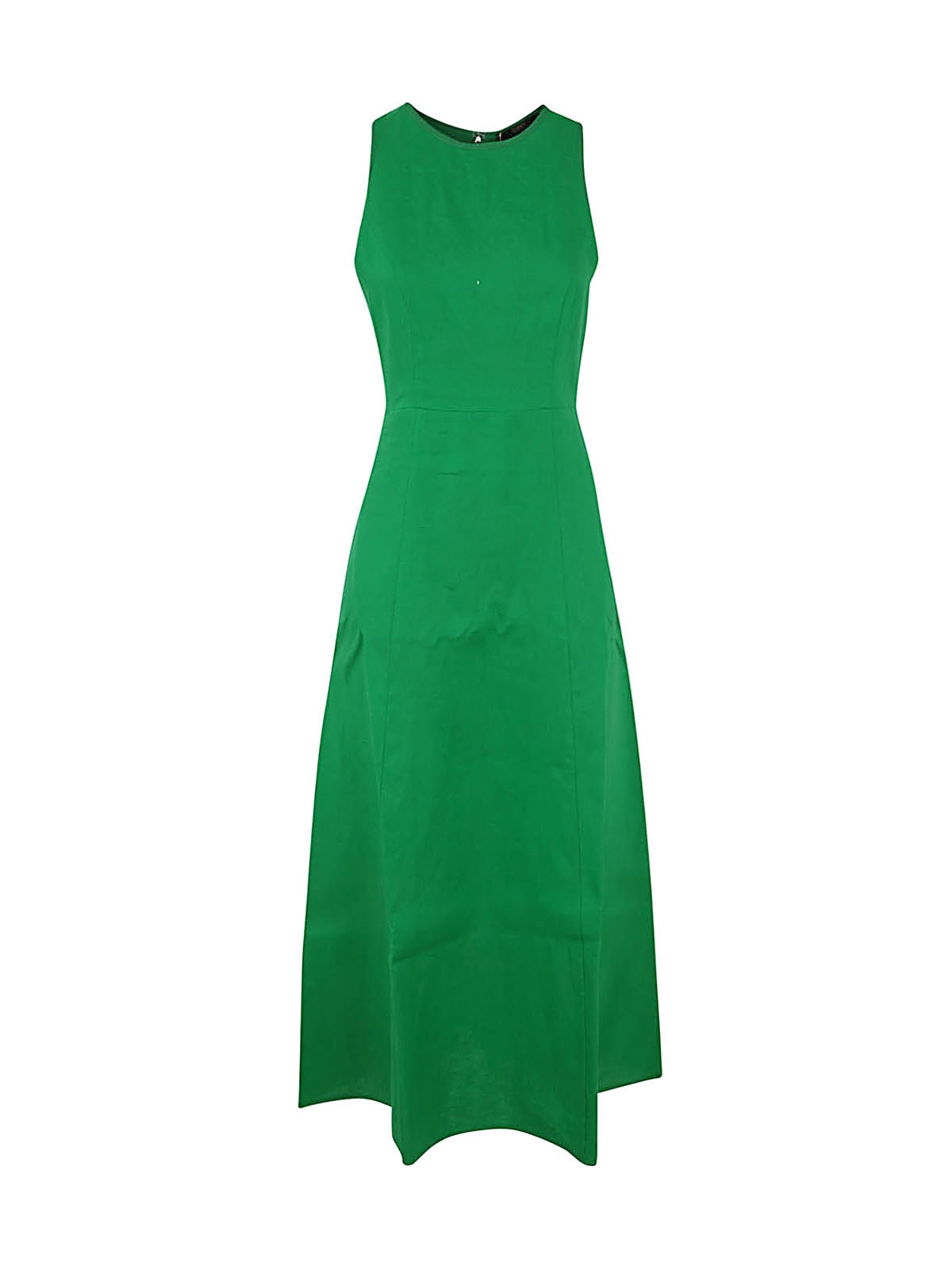 Seventy Long , Crewneck And Sleeveless Dress With Zip In The Back In Green
