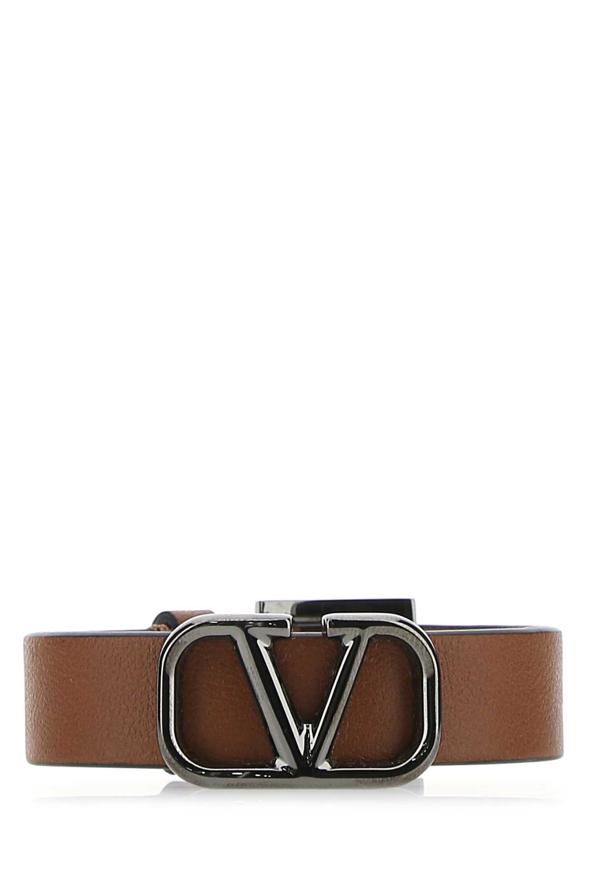 Valentino Garavani Brown Leather Vlogo Bracelet
