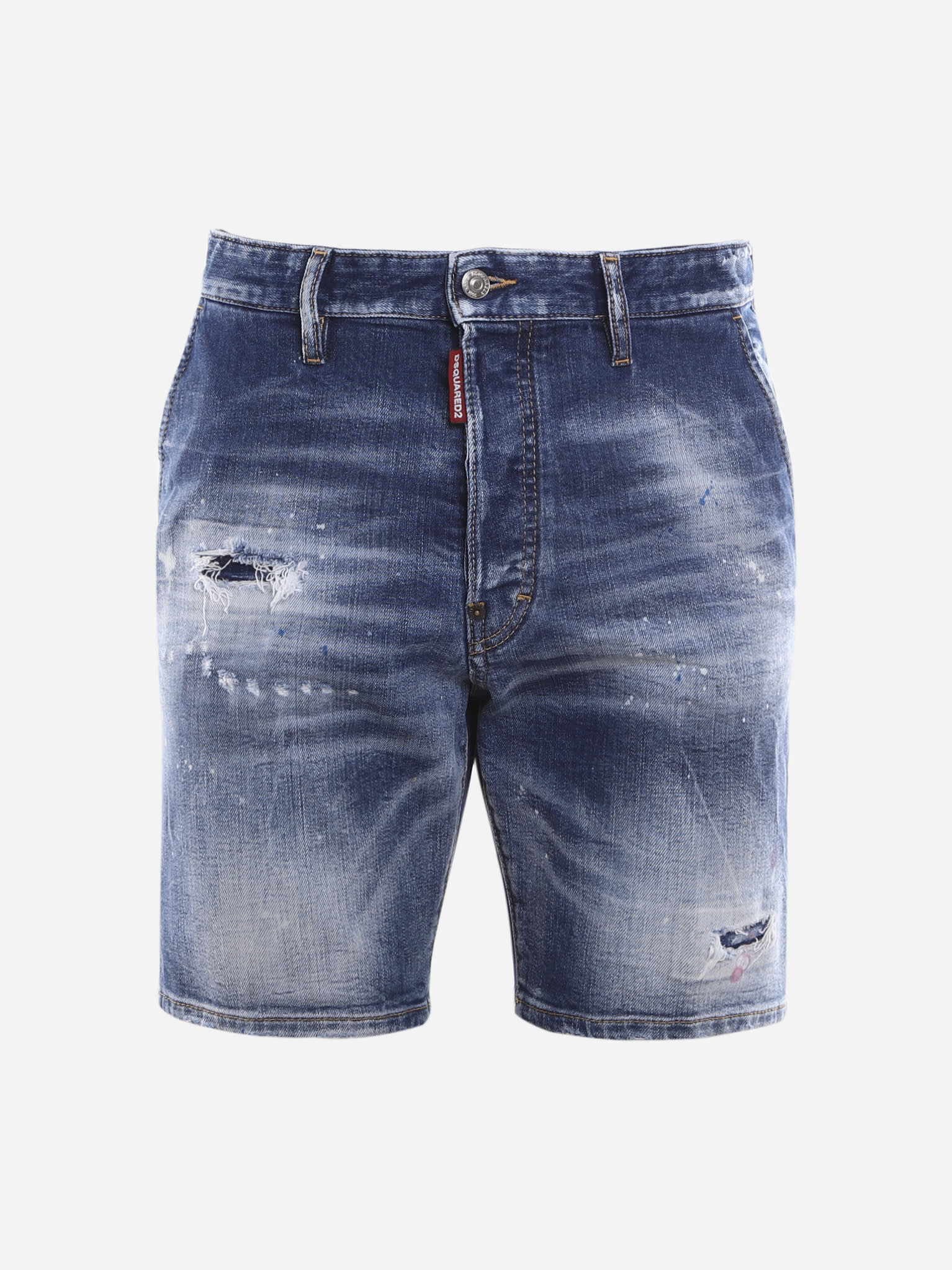 Dsquared2 Grff-t-marine Shorts In Stretch Cotton