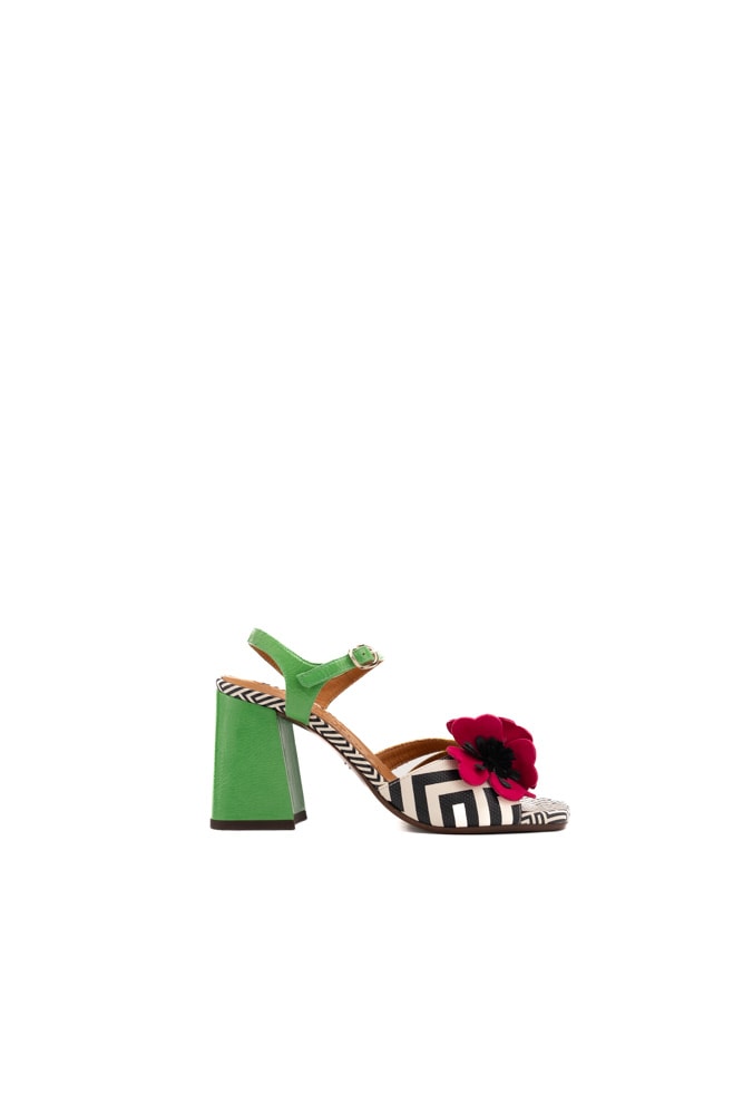 Shop Chie Mihara Leather Sandals With Pirota Flower In Metal