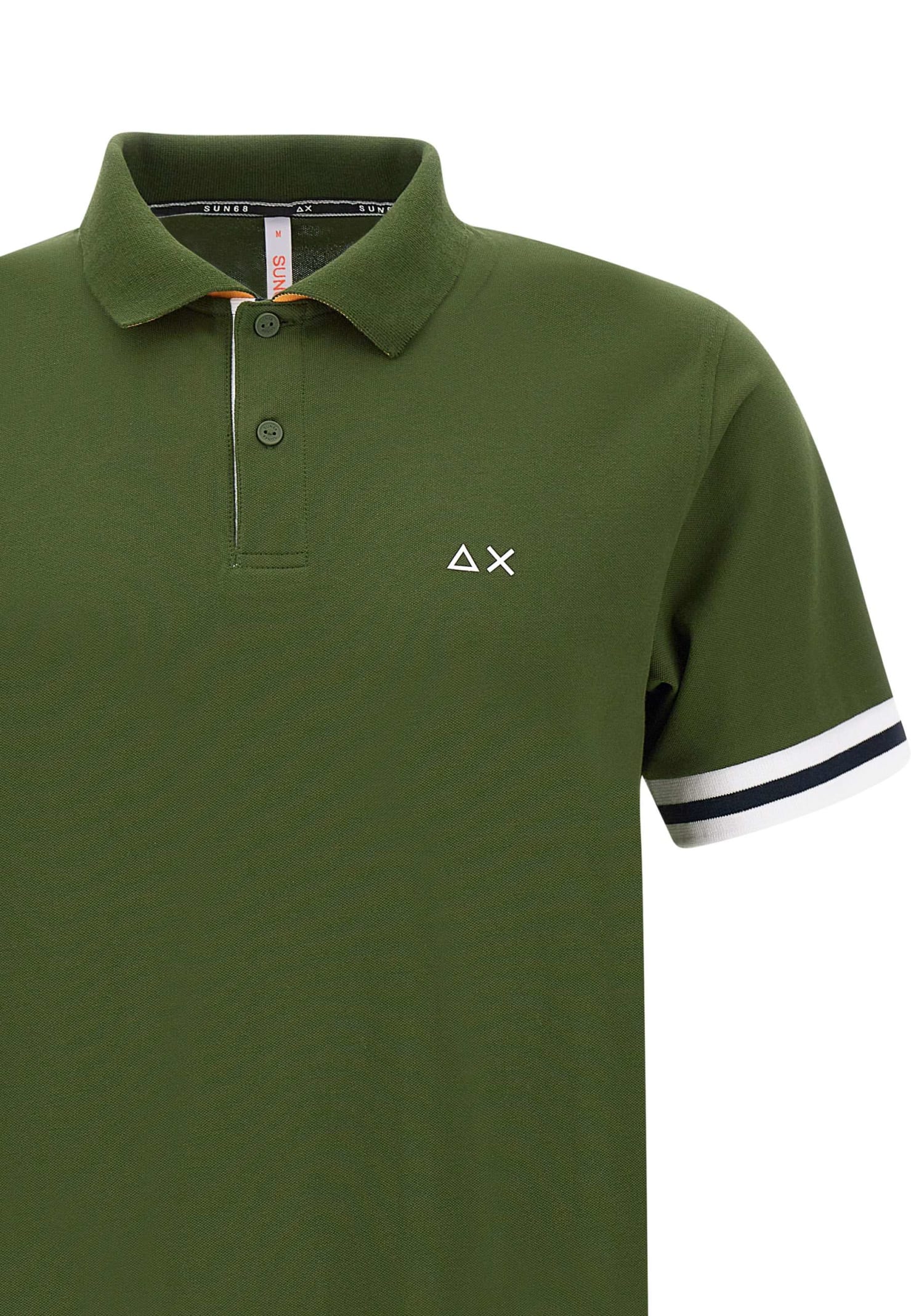 Shop Sun 68 Stripes Cotton Polo Shirt In Green