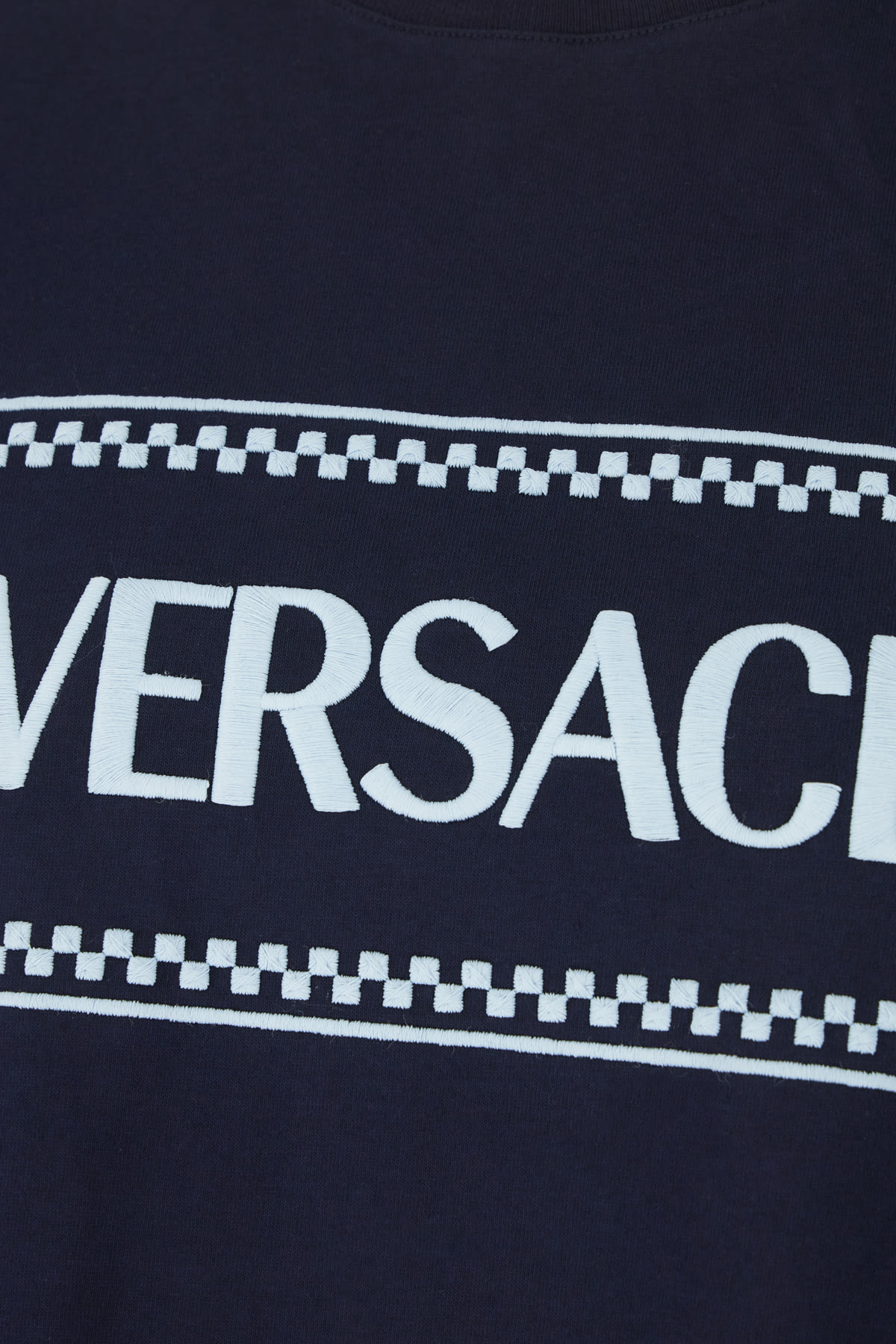 Shop Versace Navy Blue Cotton T-shirt