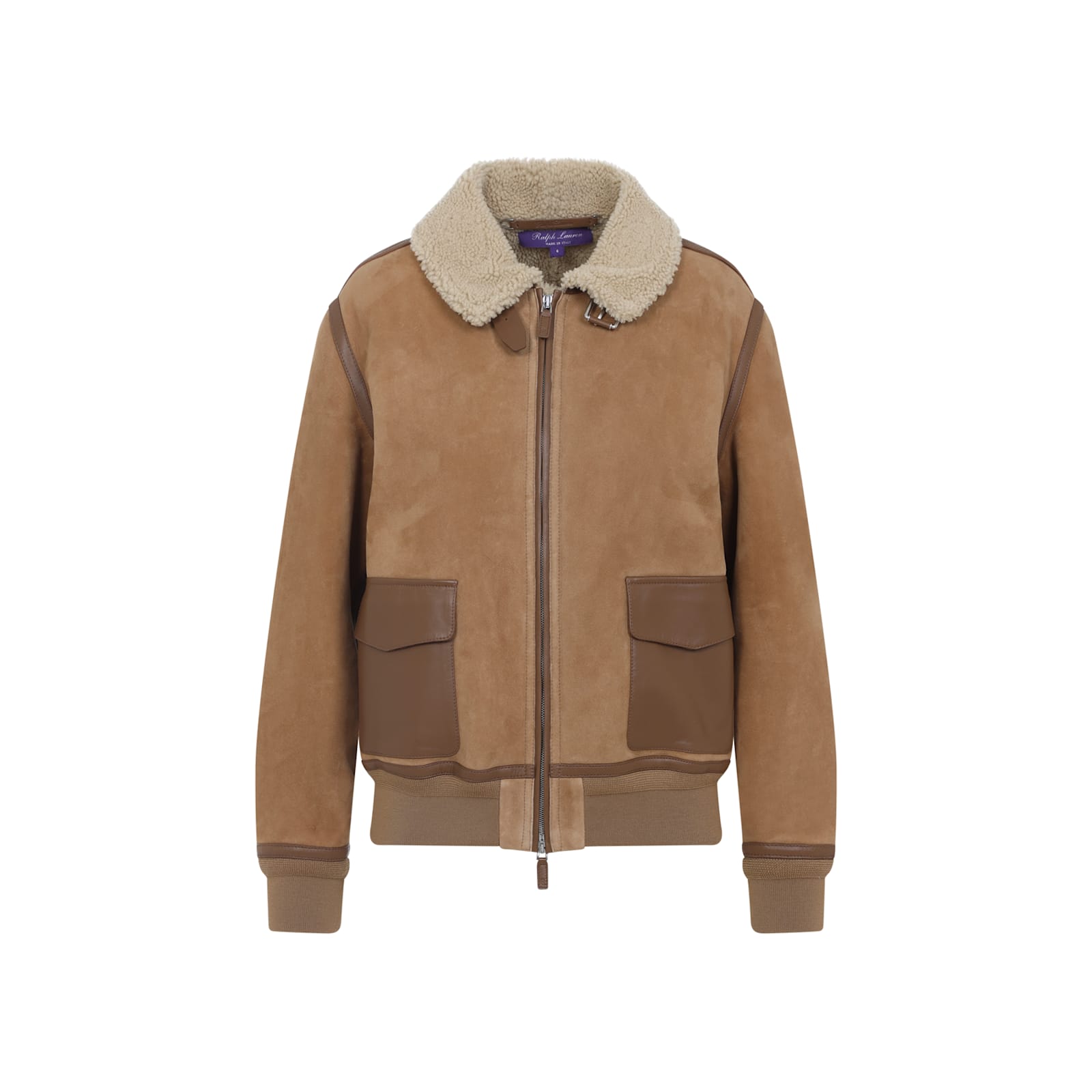 Ralph Lauren Morrison Shearling-trimmed Suede Jacket In Brown