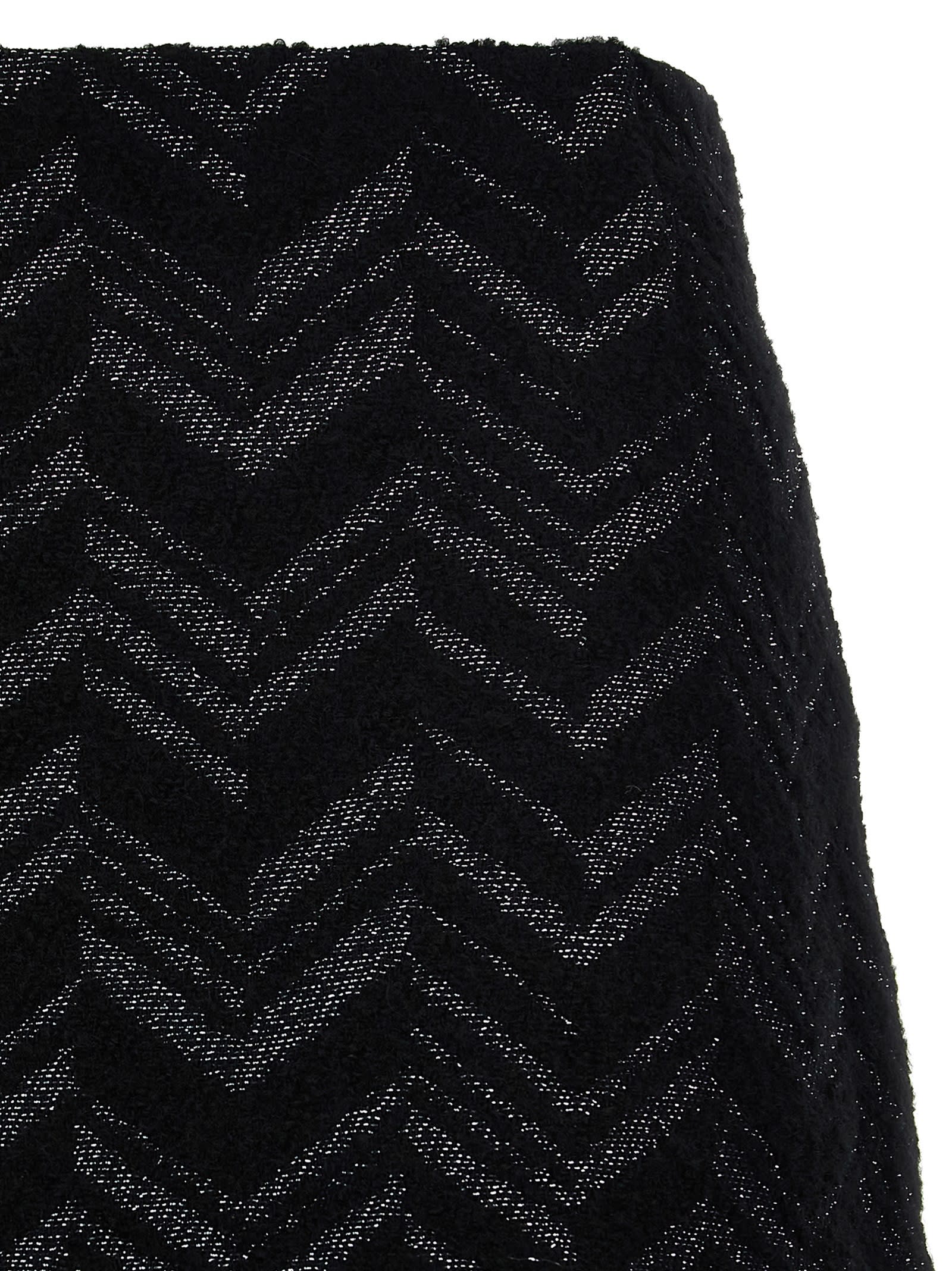 Shop Missoni Chevron Lamé Bouclé Skirt In Black