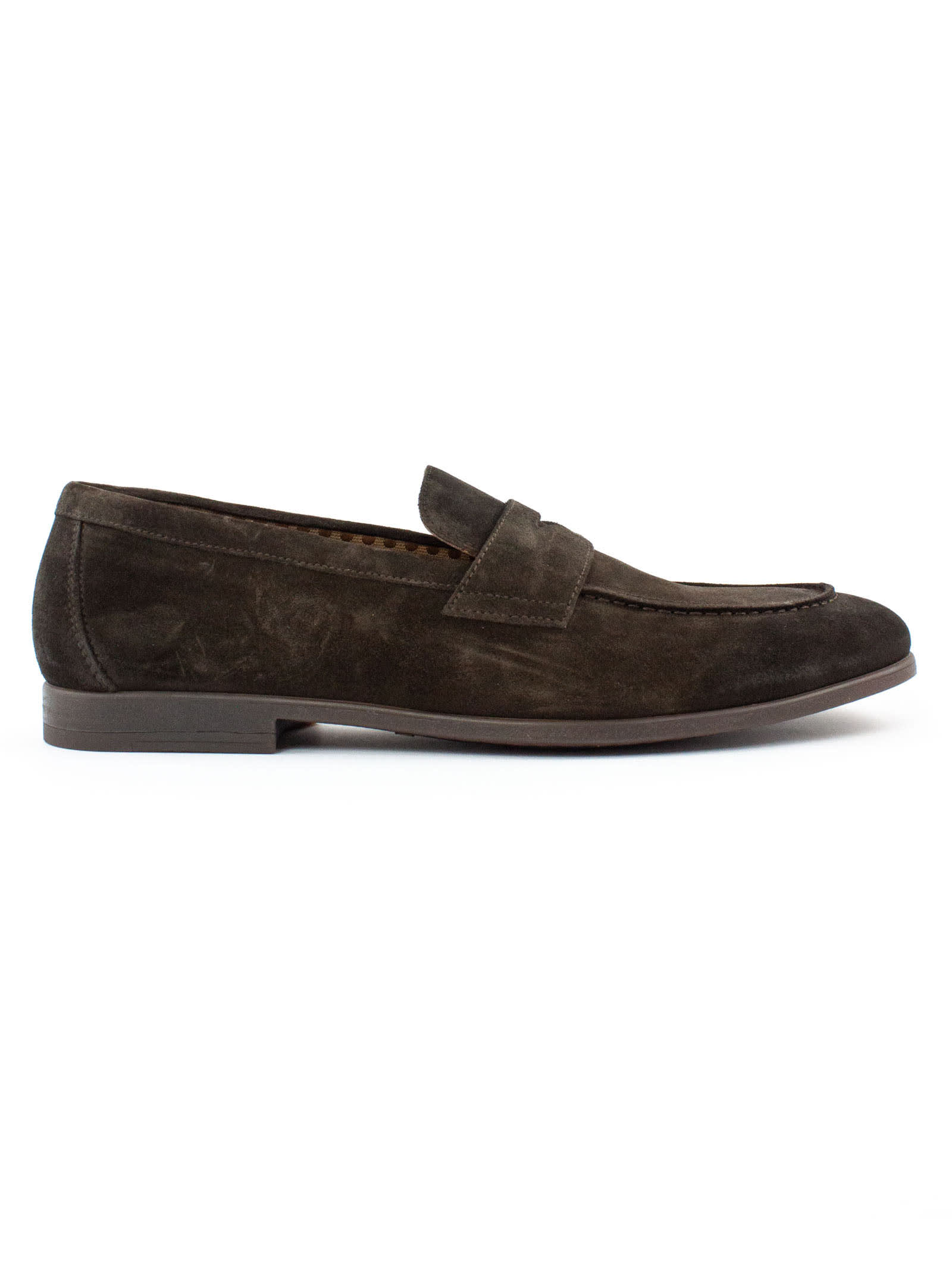 Doucal's LOAFER IN DARK BROWN SUEDE