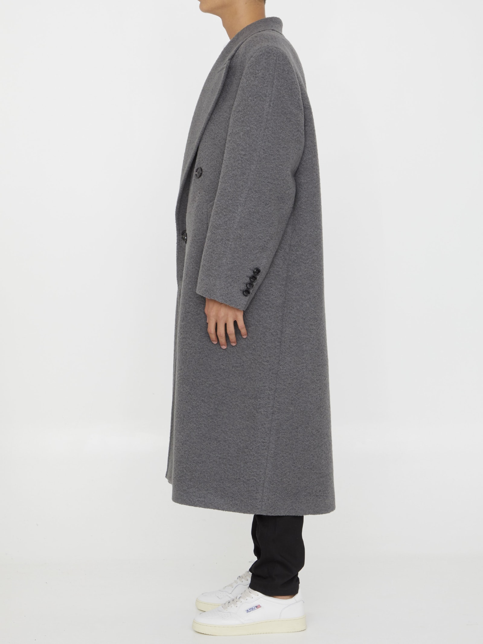 Shop Ami Alexandre Mattiussi Double-breasted Coat In Grey