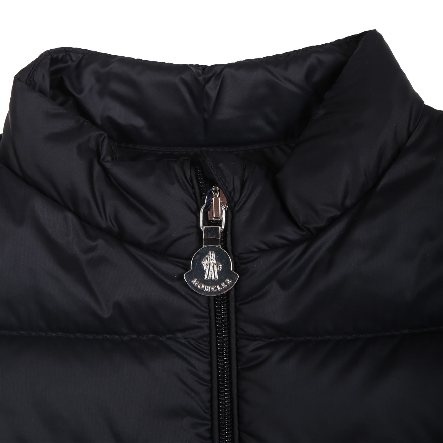 Shop Moncler Down Jacket For Baby Girl With Logo In Blue