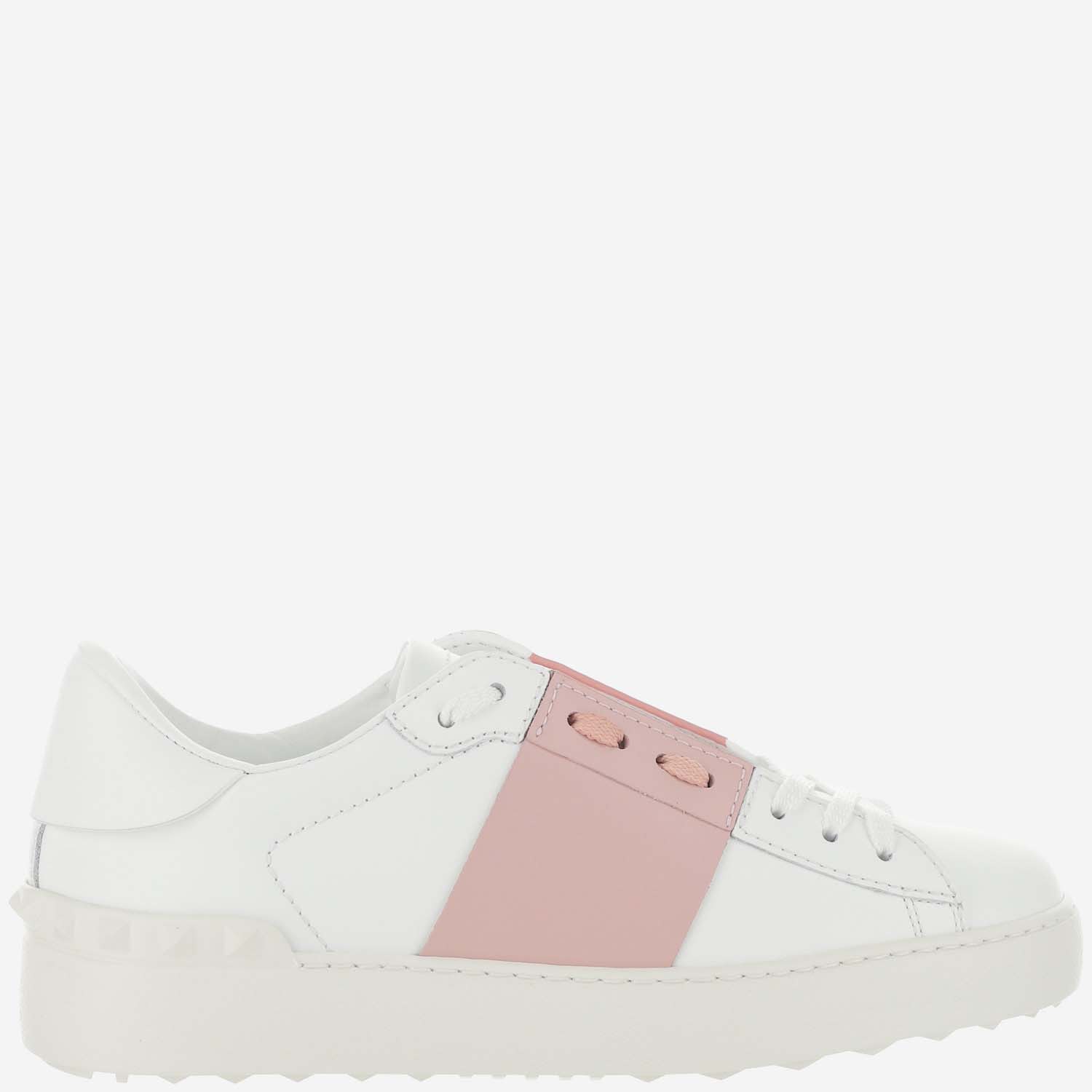 Valentino Garavani Open Sneakers With Colorful Band In Bianco/water Rose/bianco