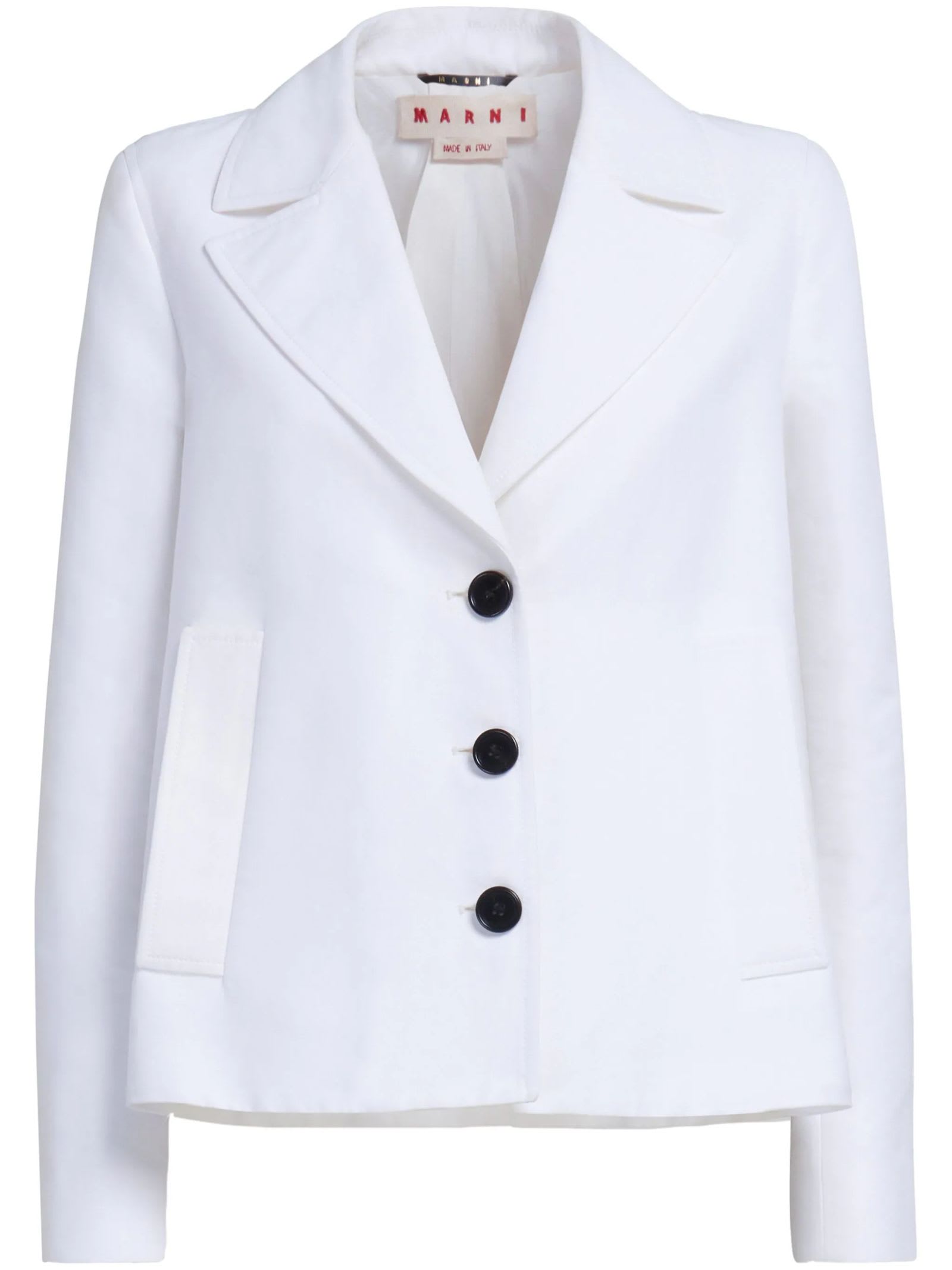 Shop Marni White Single-breasted Cotton Blazer