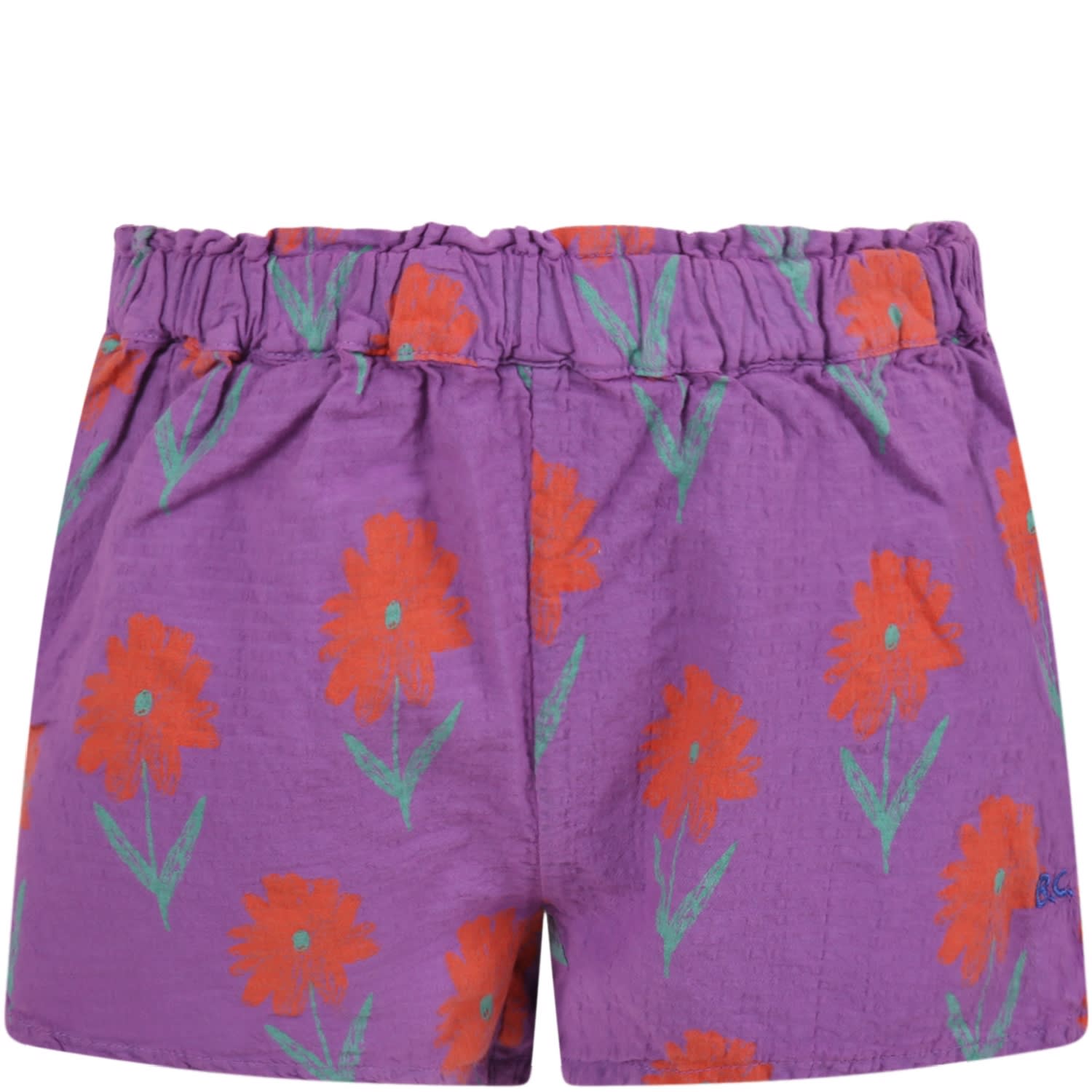 Bobo Choses Purple Shorts For Girl With Flowers