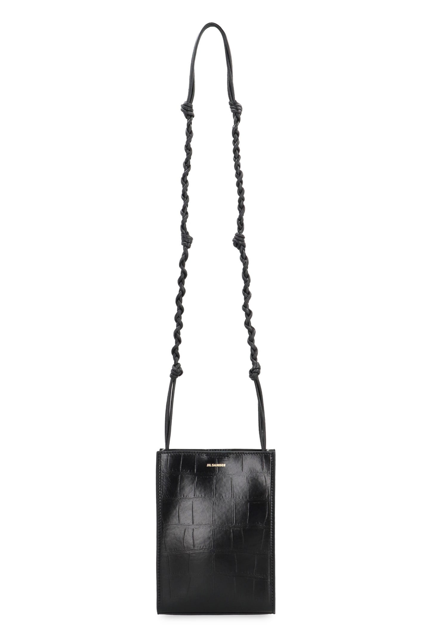 Shop Jil Sander Tangle Leather Crossbody Bag In Black