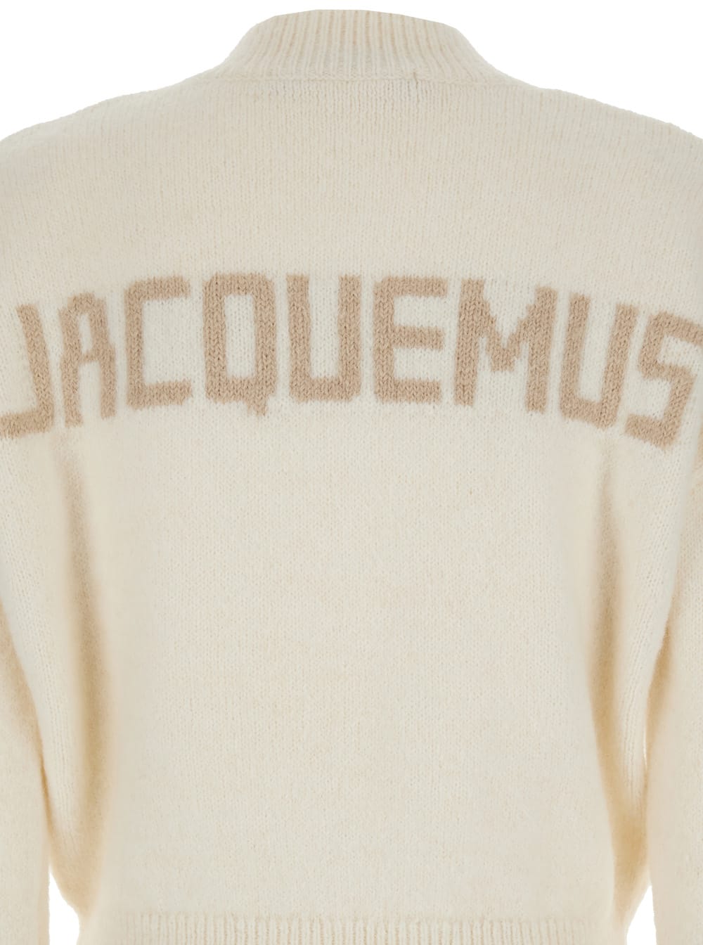 JACQUEMUS LA MAILLE WHITE SWEATER WITH INTARSIA LOGO IN WOOL WOMAN 