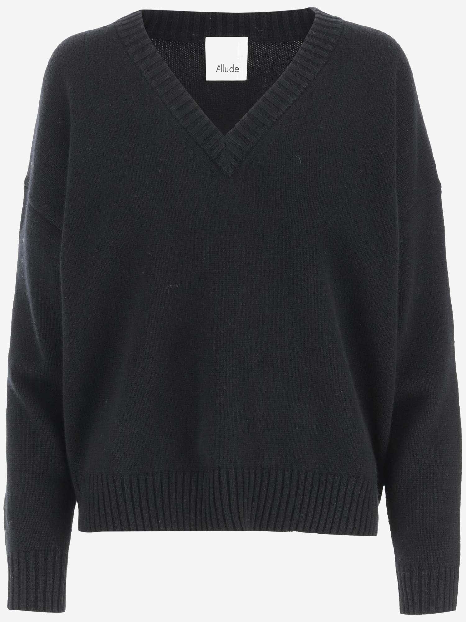 Shop Allude Wool And Cashmere Sweater In Black